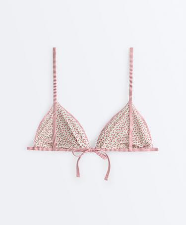 Stripe triangle bikini top — RED 11