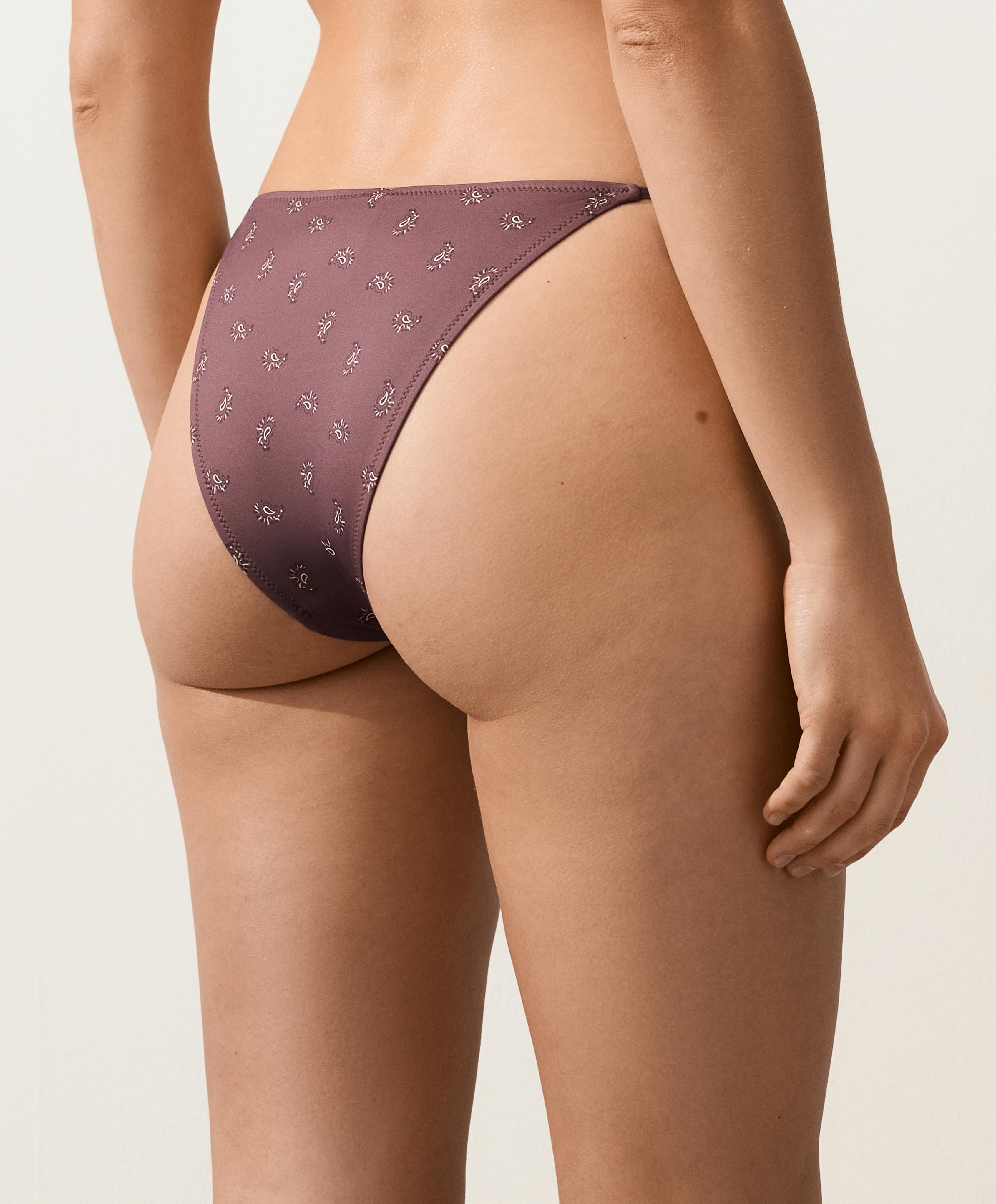 Medium-coverage bandana-print tie bikini briefs — DARK BROWN