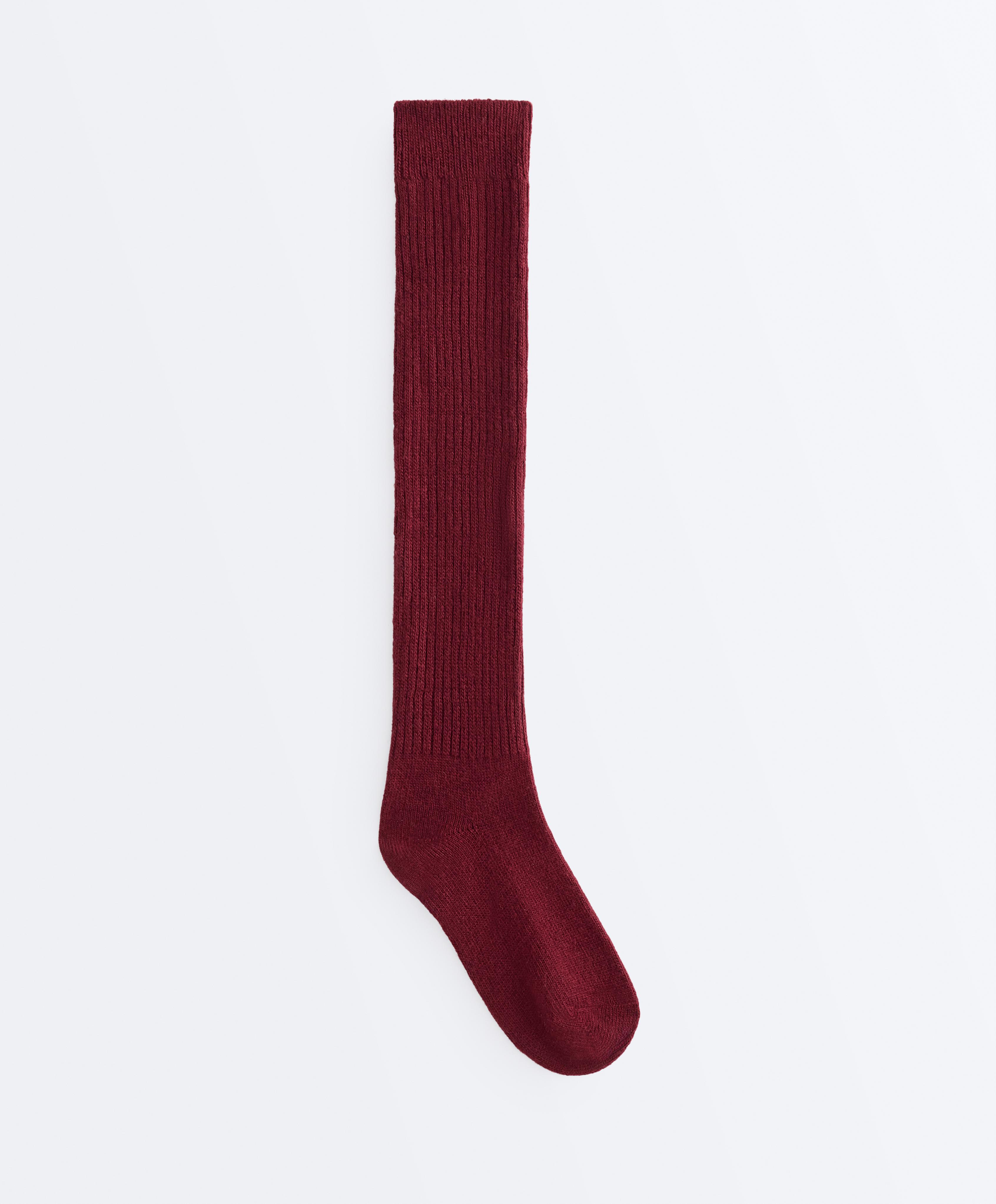18% cashmere 13% wool long socks — CHERRY