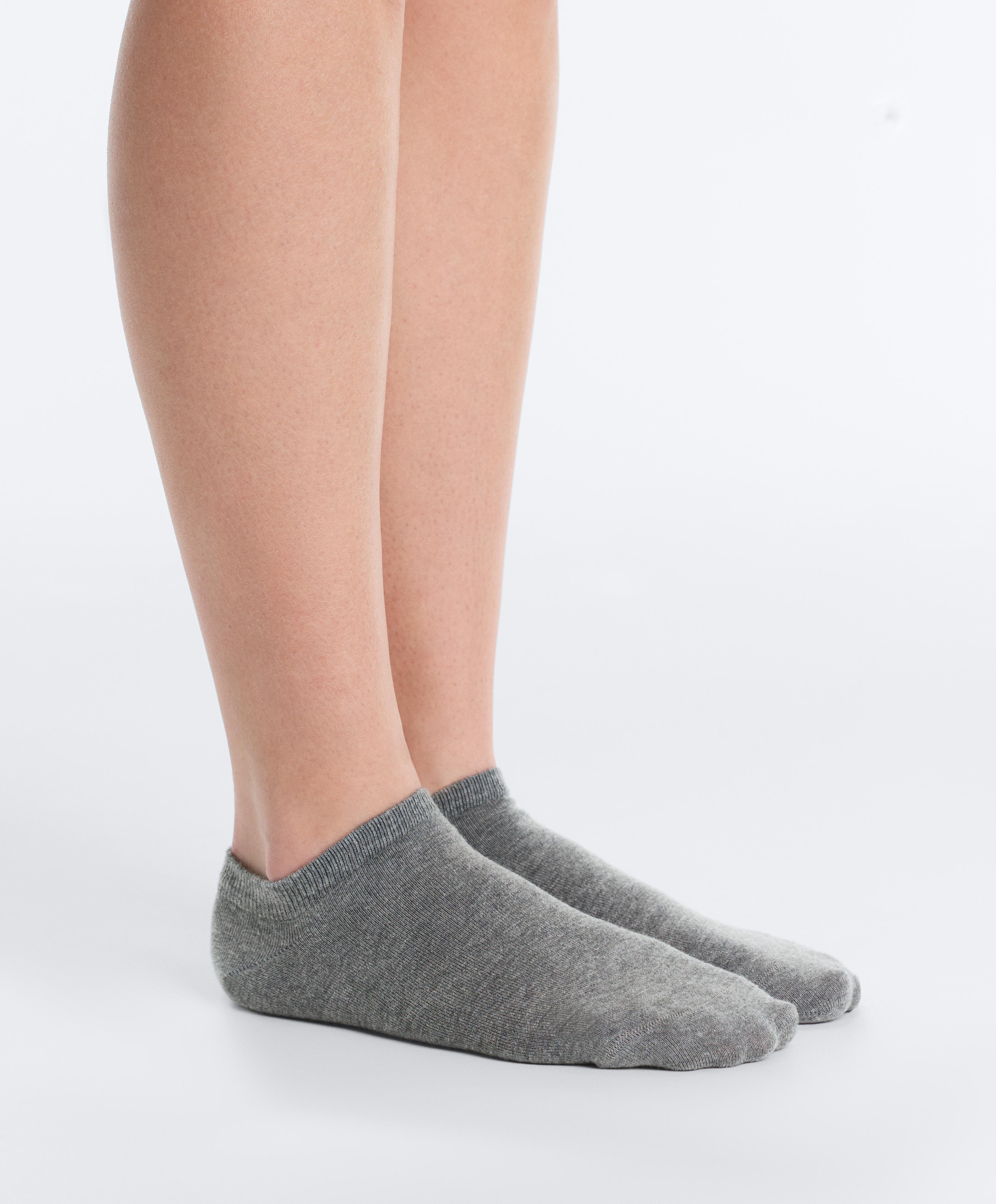 5 pairs of cotton sneaker socks — PALE GREY MELANGE