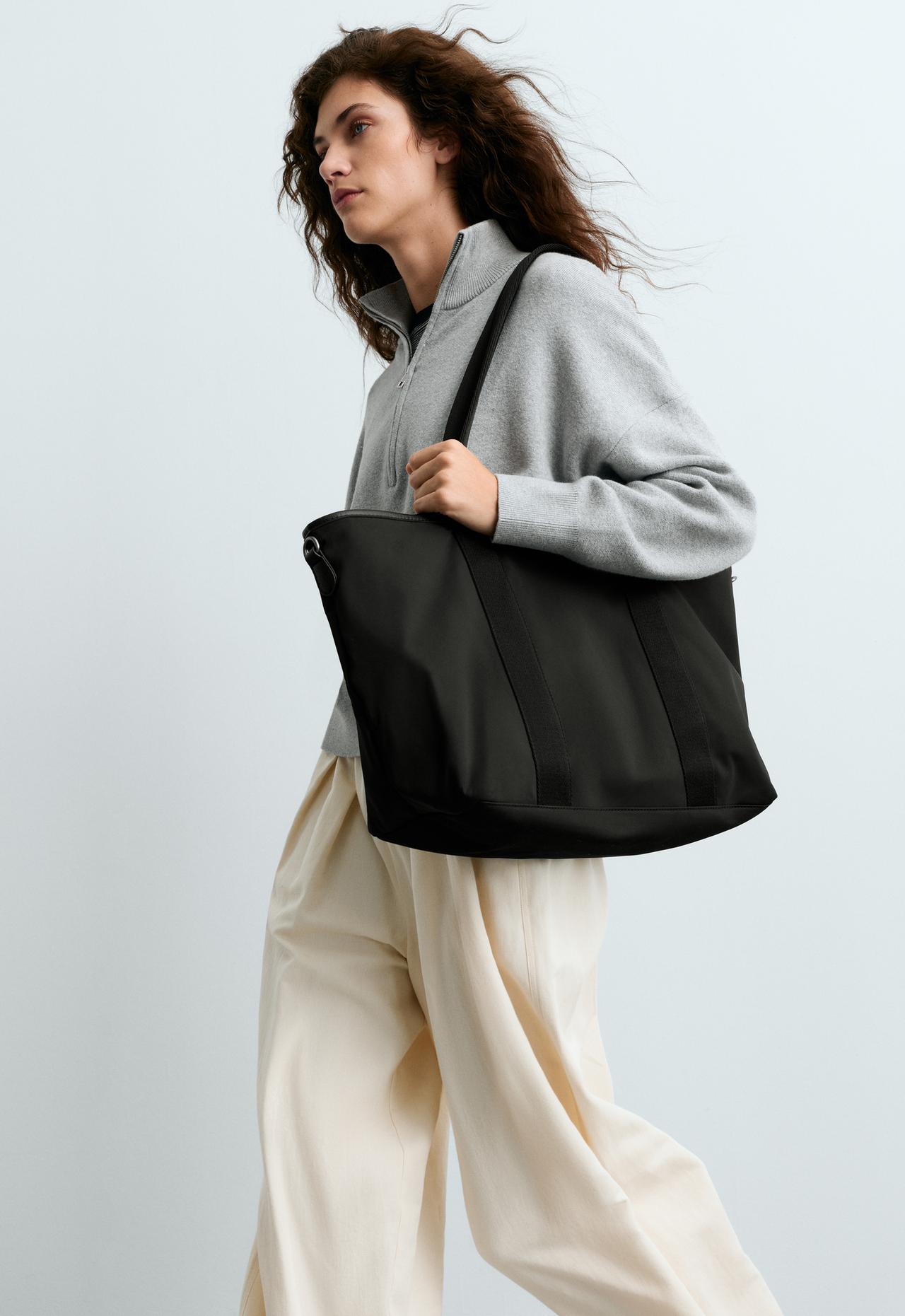 Nylon tote bag — BLACK
