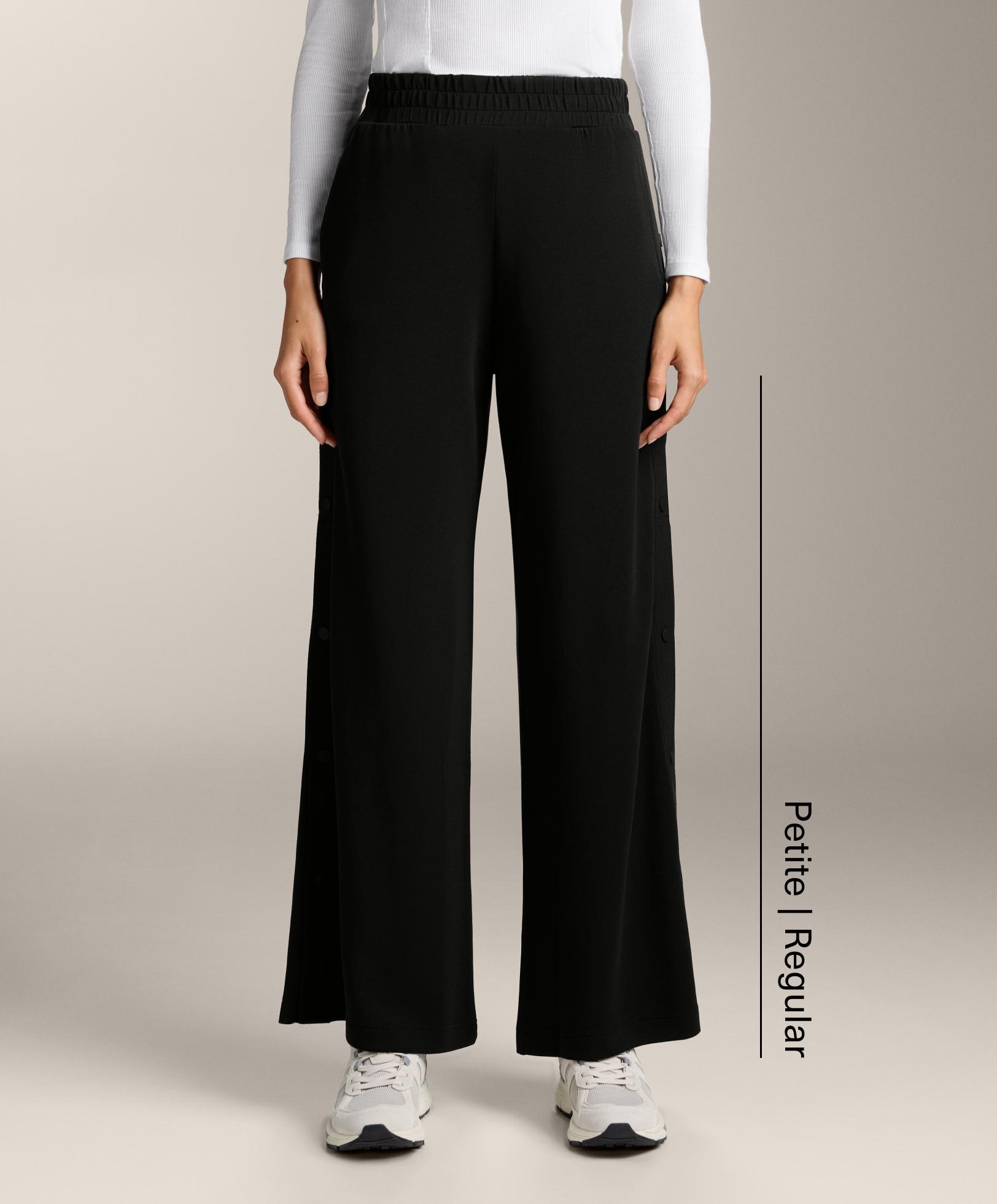 Straight-leg trousers with buttons and rib with soft-touch modal