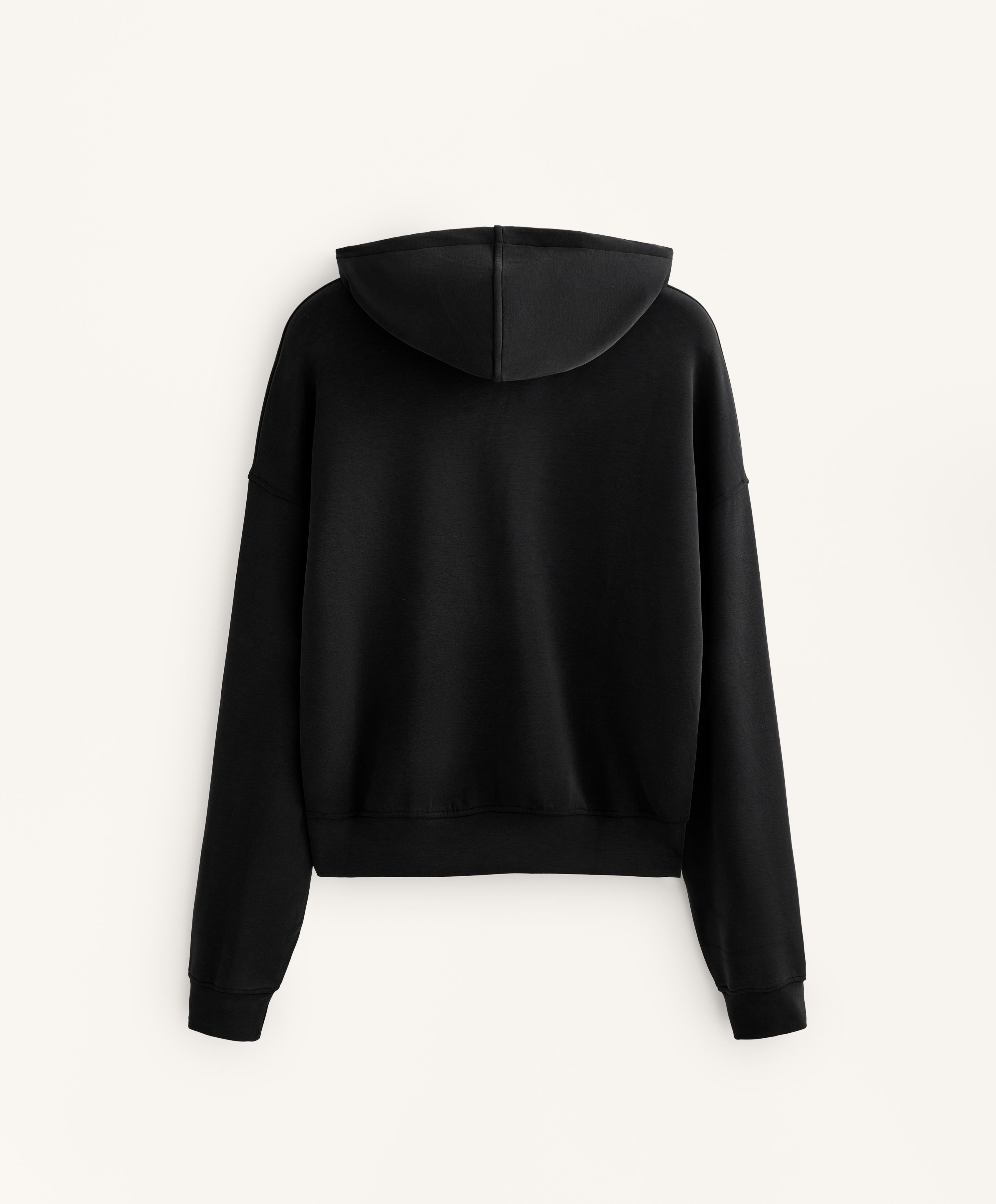 Hooded boxy sweatshirt with brushed modal