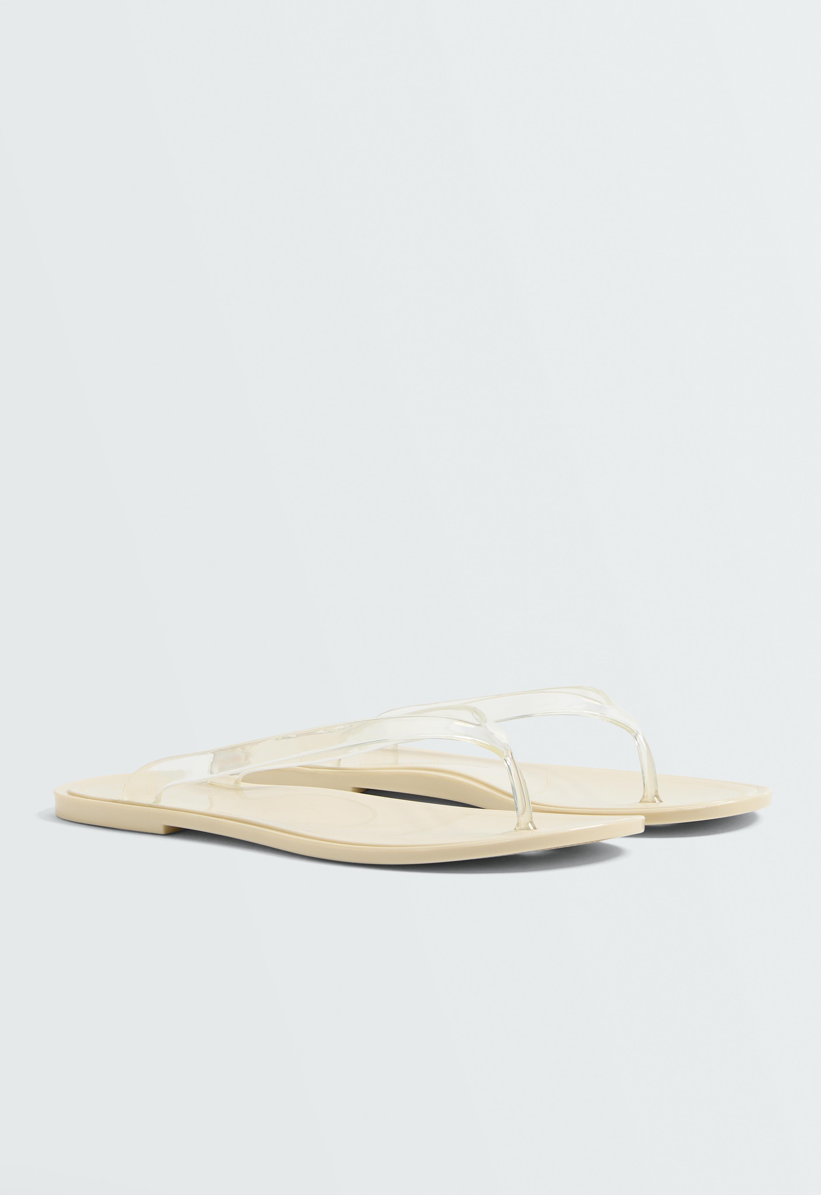 Translucent effect beachwear flip flops — ECRU