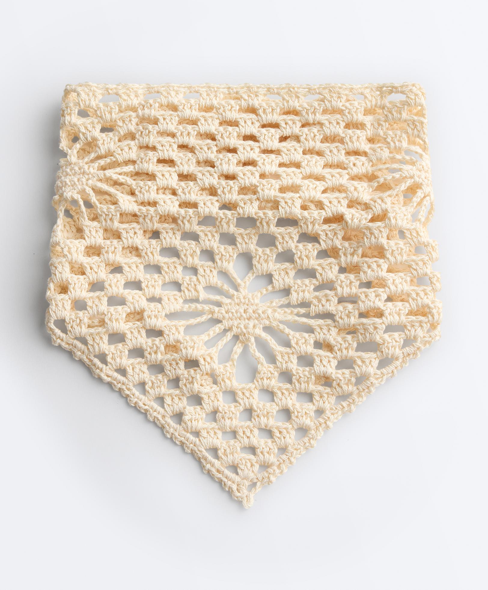 100% cotton triangle crochet headband — ECRU