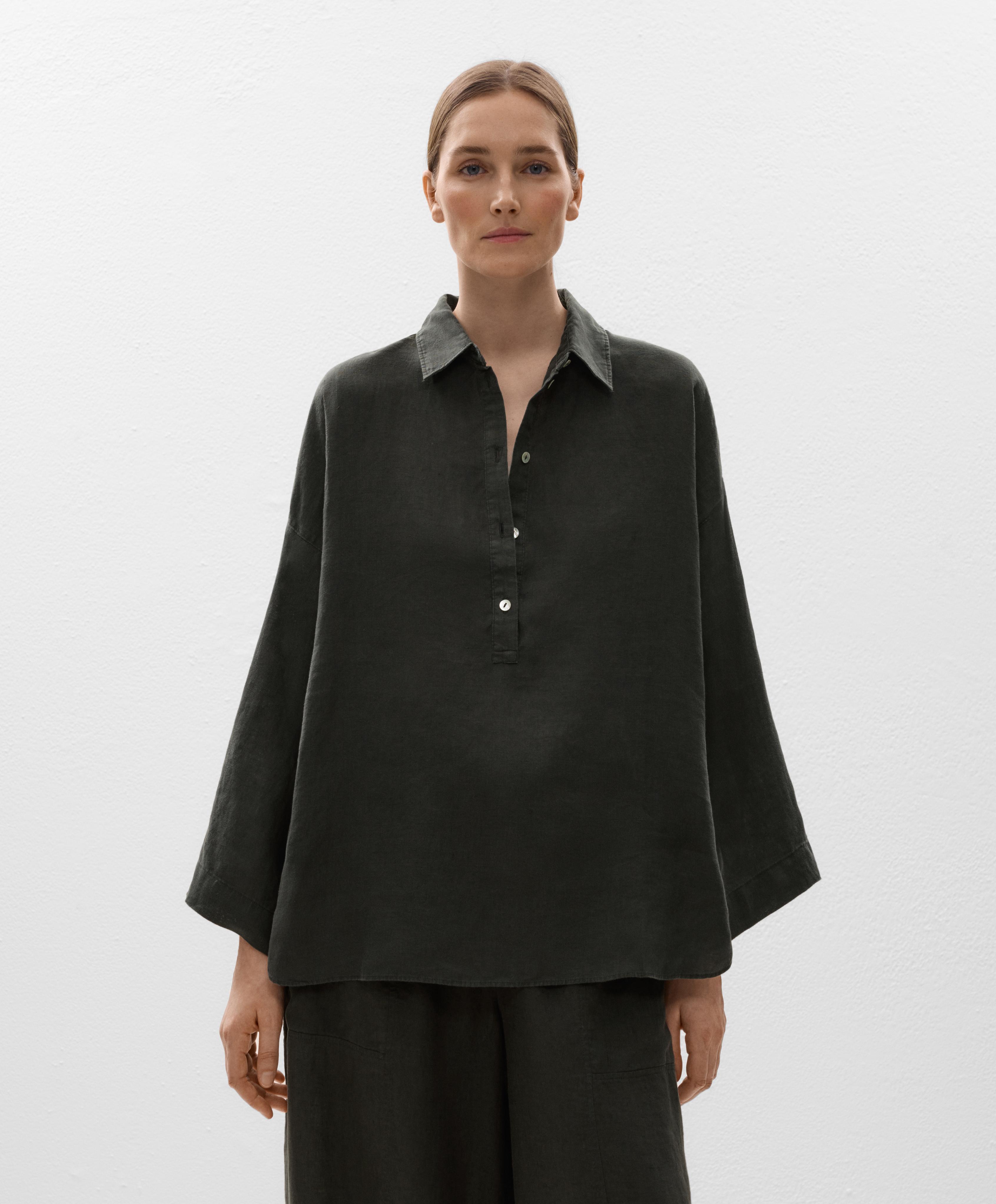 เสื้อเชิ้ตทรงหลวมผ้าลินิน 100% เสื้อเชิ้ตทรงหลวมผ้าลินิน 100%