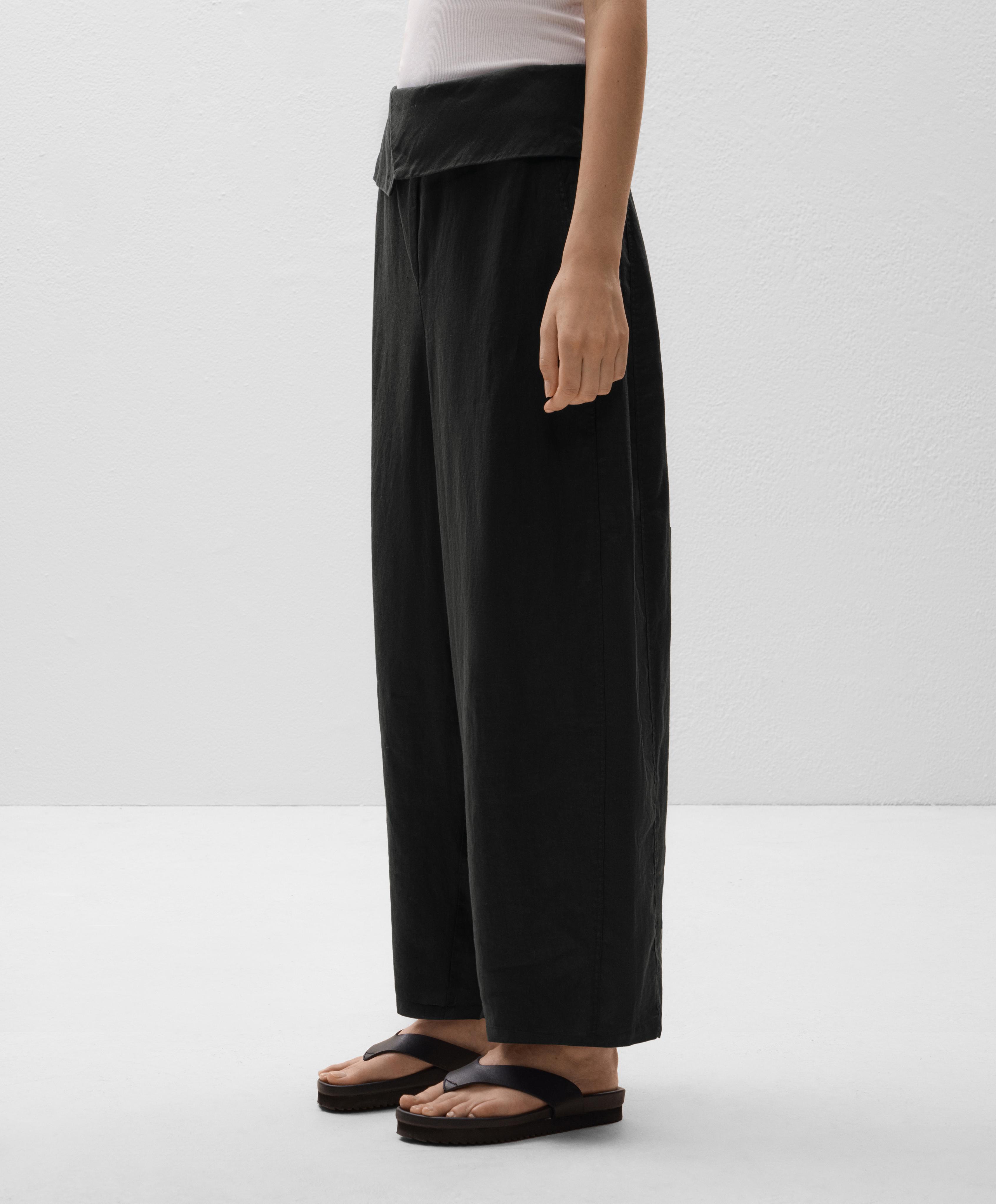 100% linen foldover waist trousers
