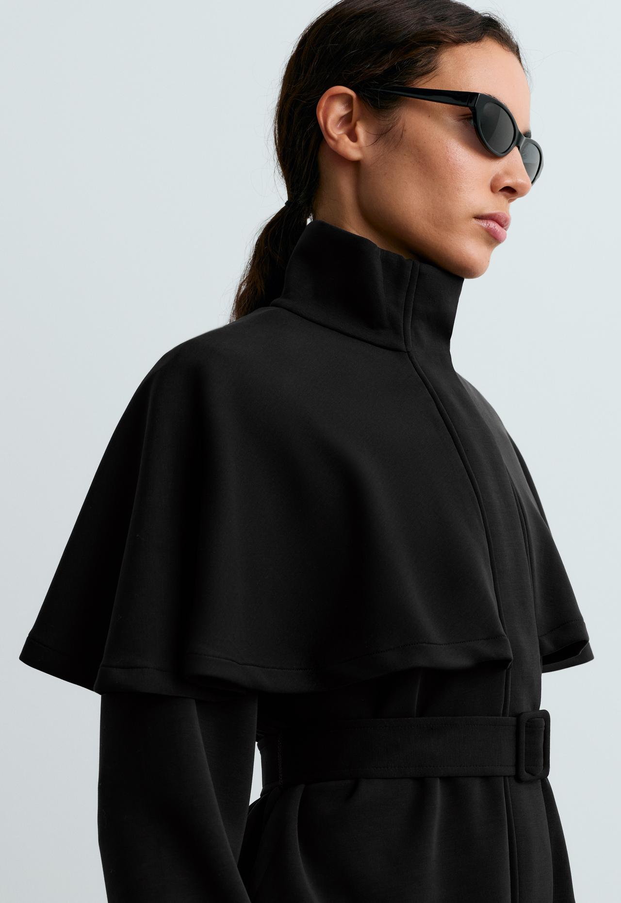 Jacket with cape detail and modal — BLACK