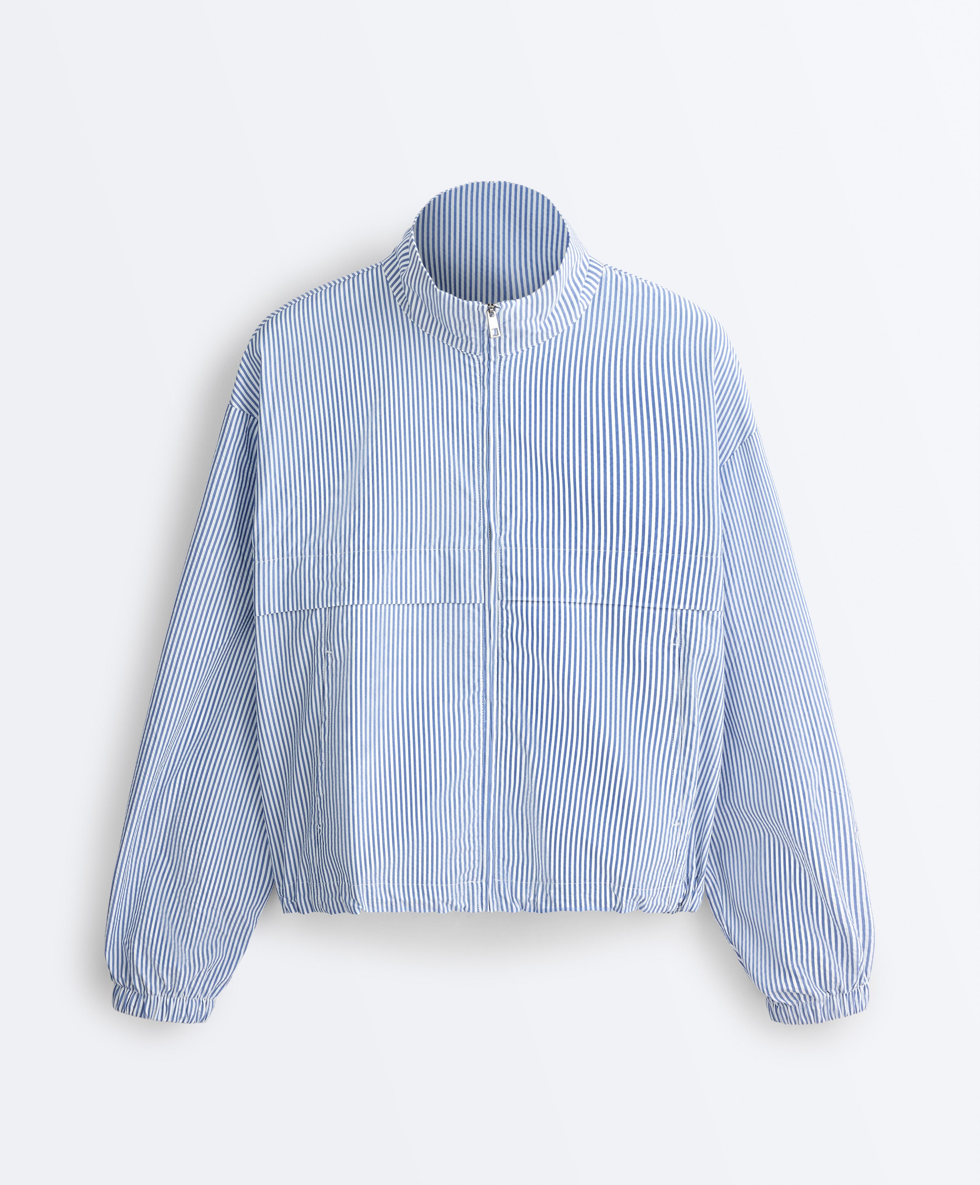 Cotton blend striped Track jacket — PALE BLUE
