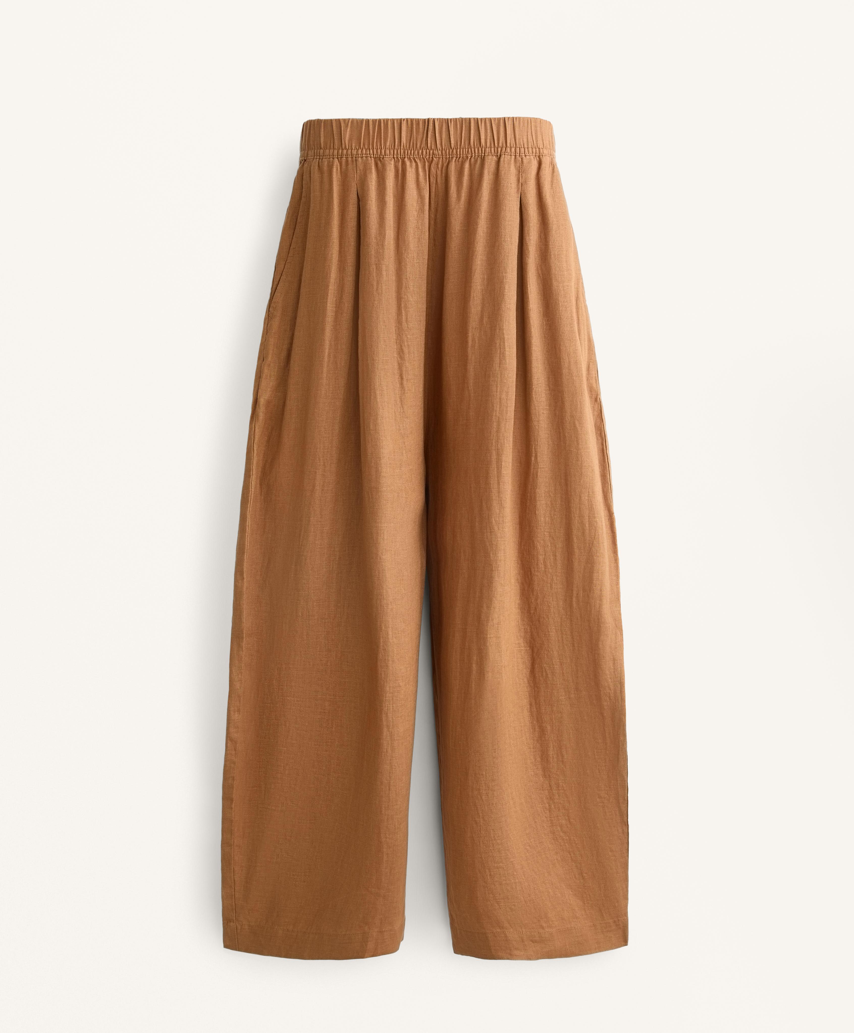 100% Linen Crop Balloon Trousers - Sale