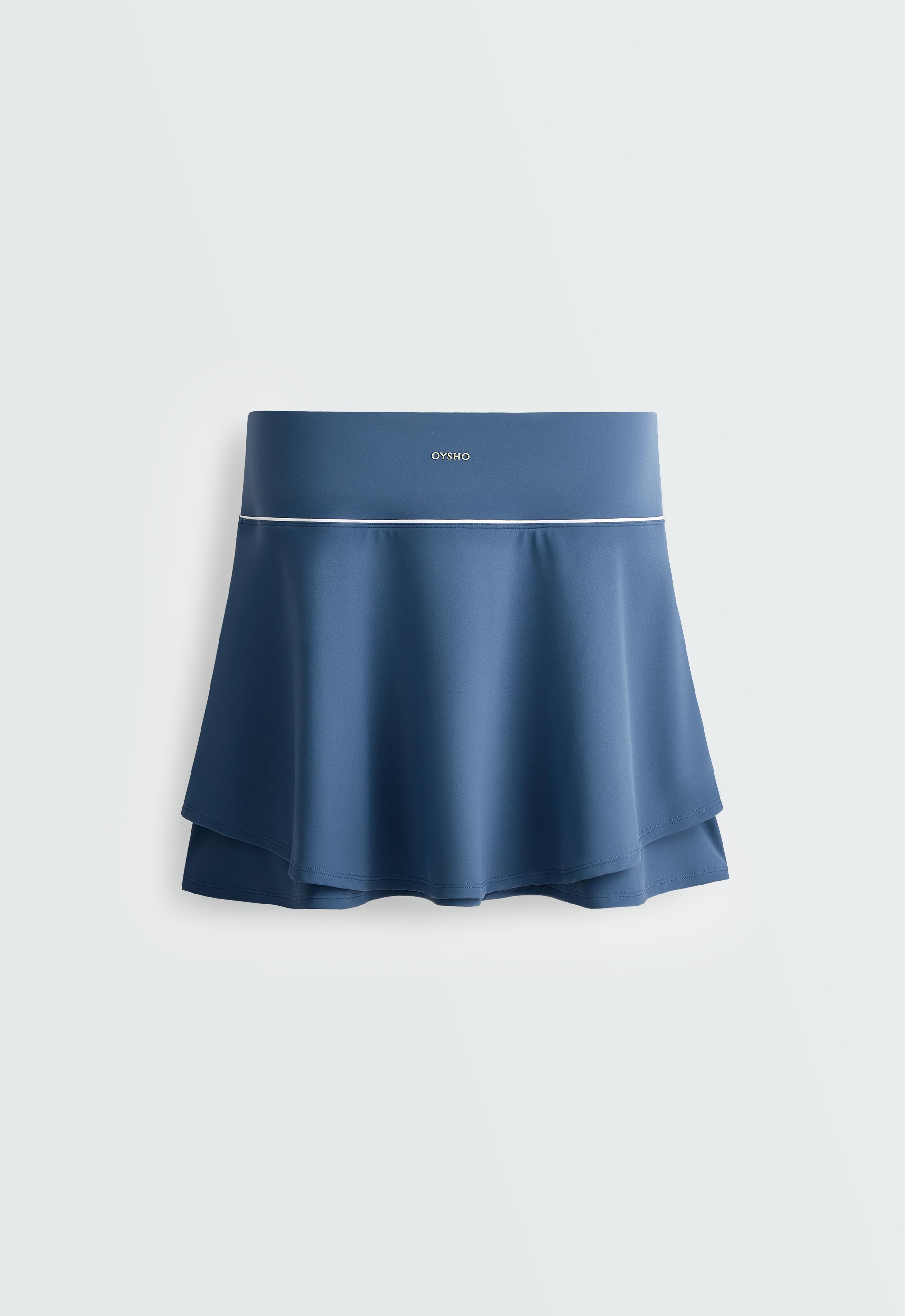 Double layer high rise short skirt — MID GREY-BLUE