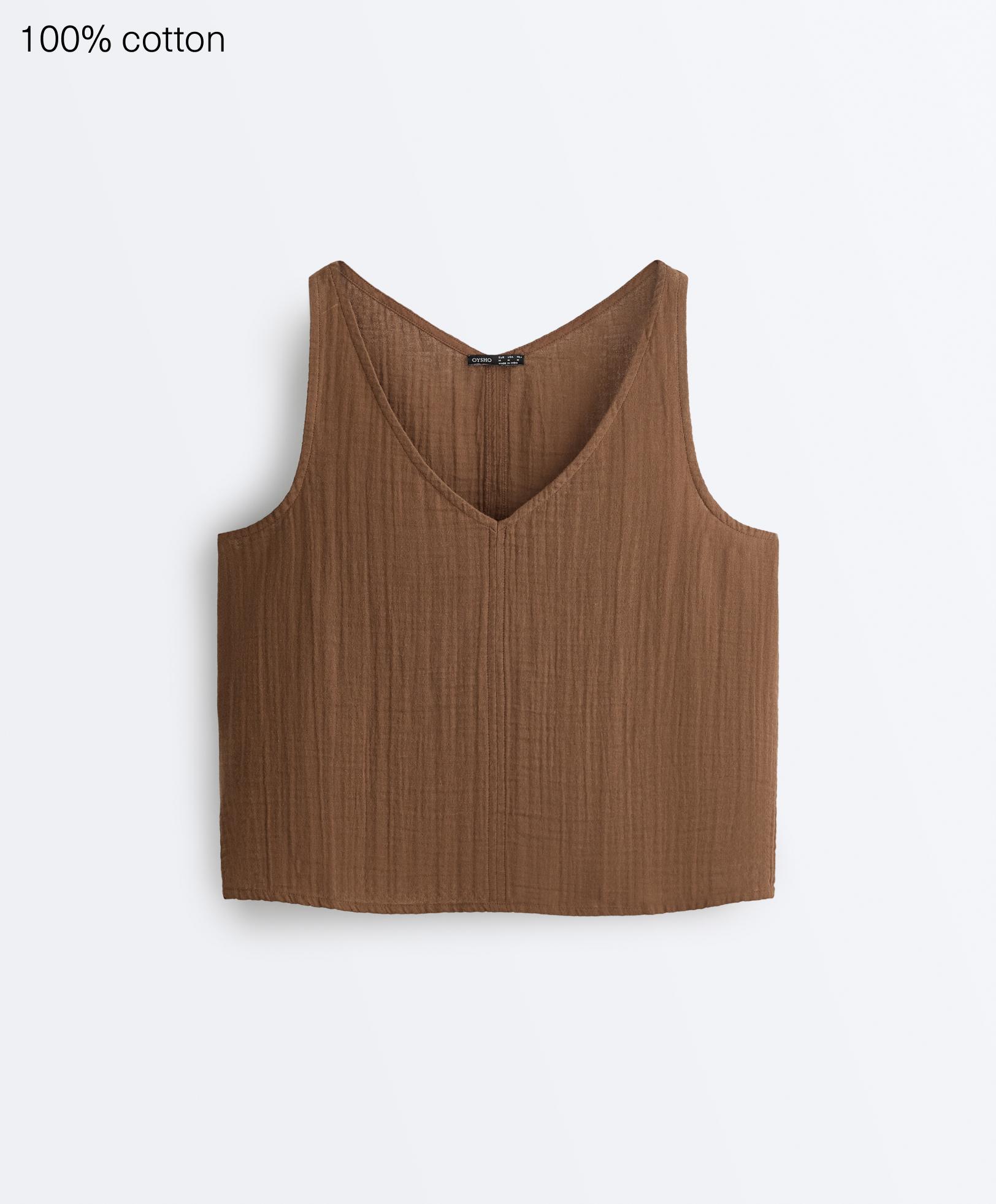 100% cotton V-neck strappy top 100% cotton V-neck strappy top
