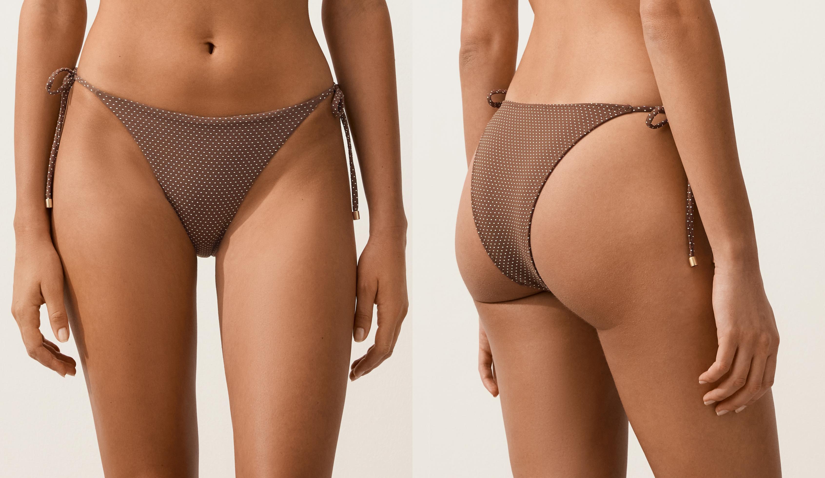 บิกินี่ท่อนล่างเอวปานกลางลายจุดมินิ