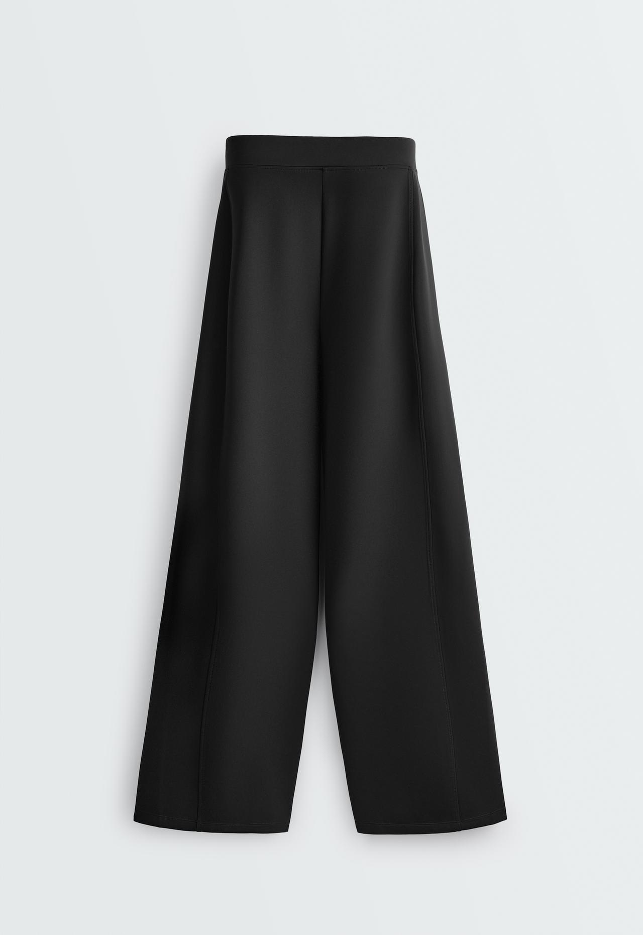 Neoprene-effect high rise cocoon trousers — BLACK
