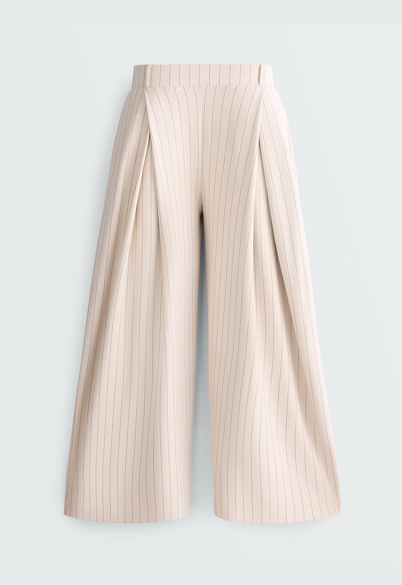 Wide-leg crop trousers with pleats and stripes — SANDY