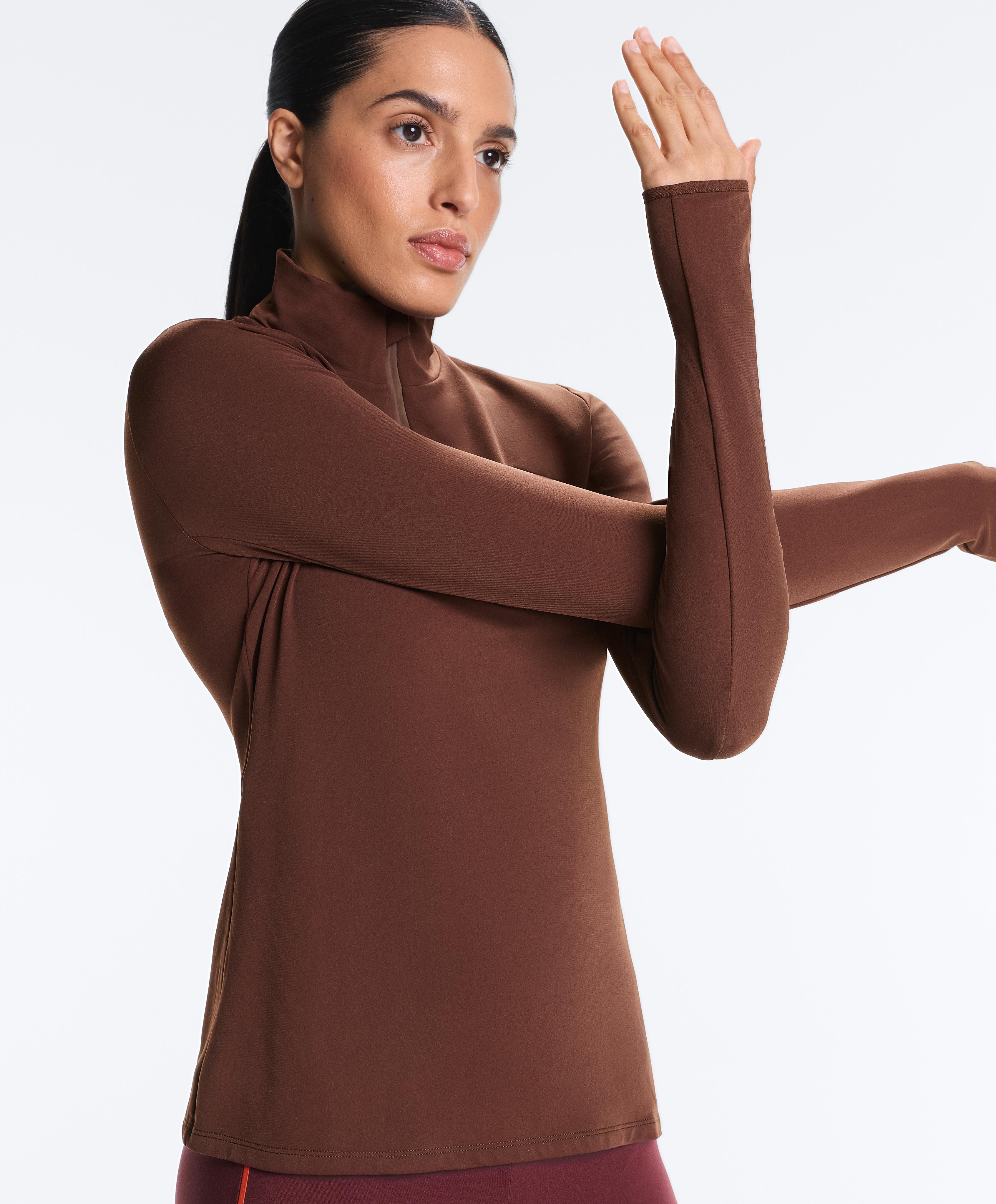 Thermal base layer half-zip top — BURGUNDY