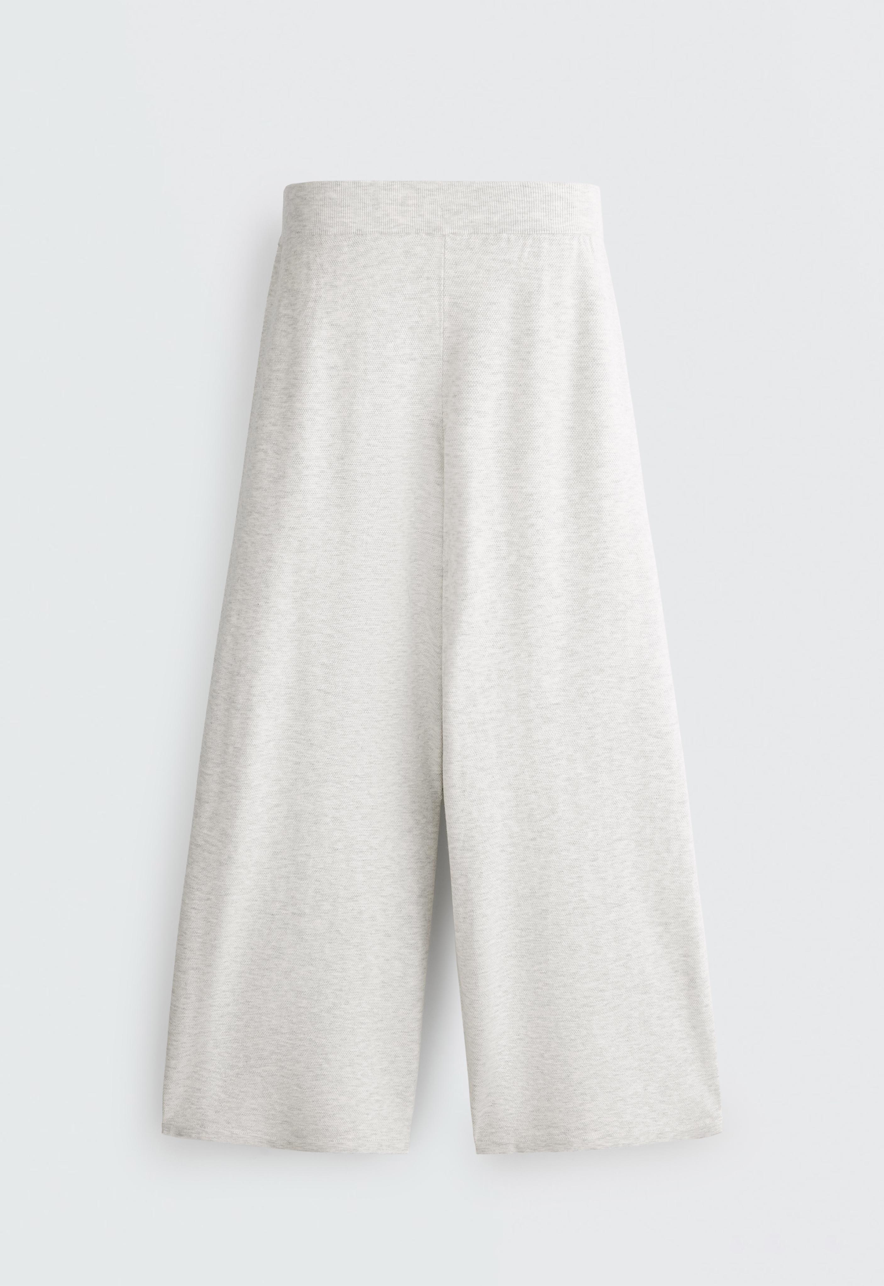 Straight-leg knit trousers — PALE GREY MELANGE