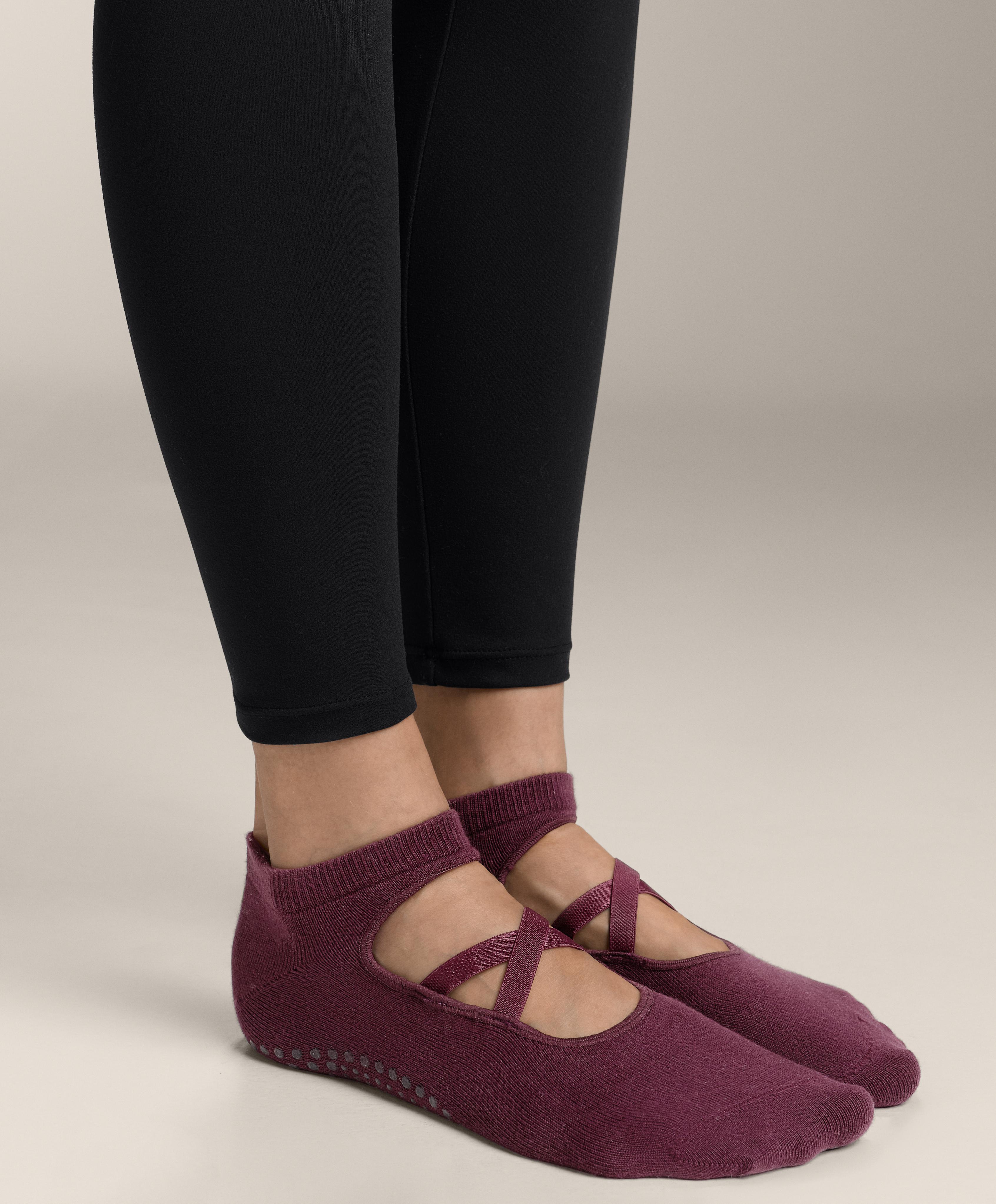 2 pairs of cotton blend yoga and Pilates socks with crossover straps - Sale