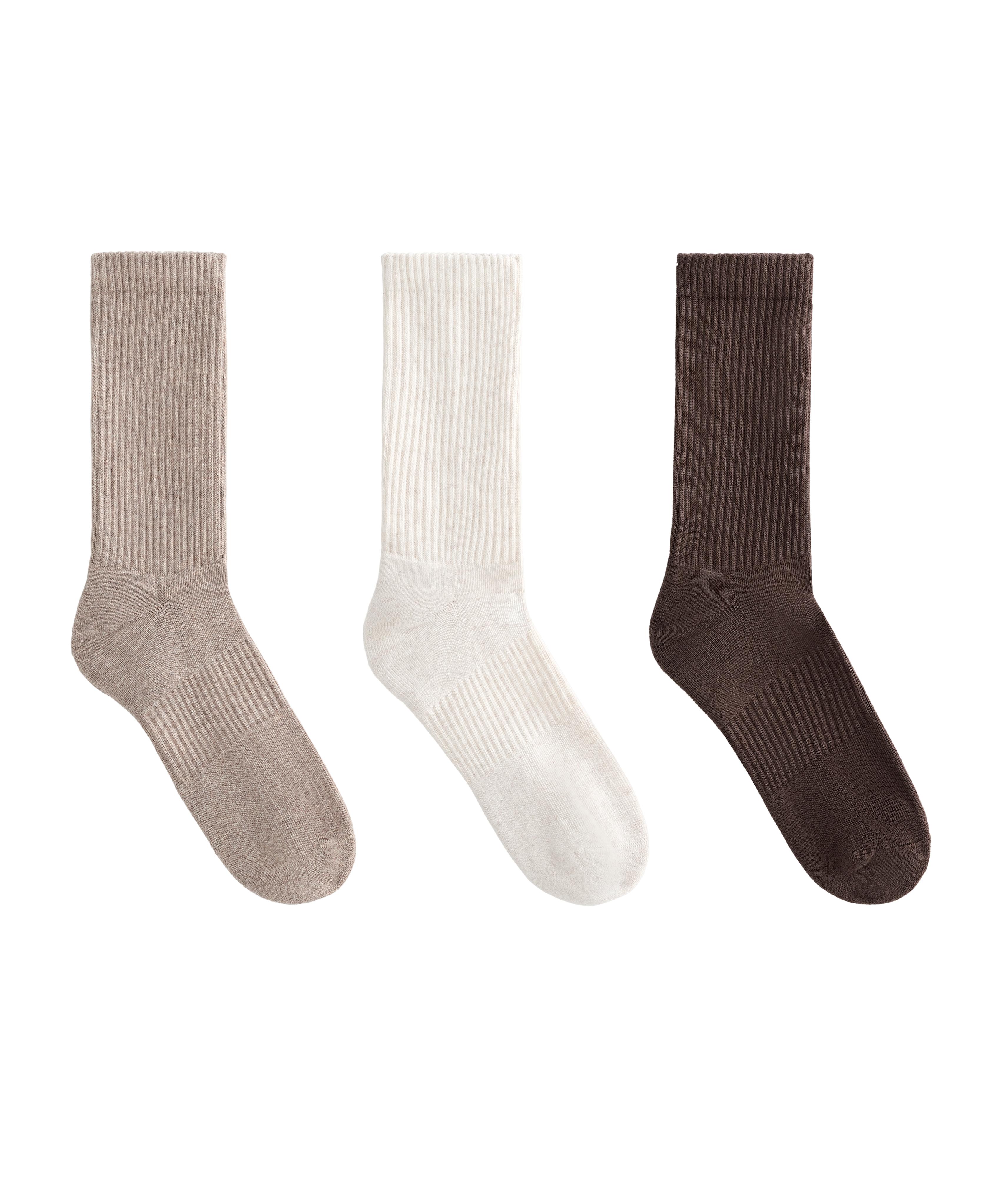 3 pairs of cotton blend classic socks — TAN MELANGE