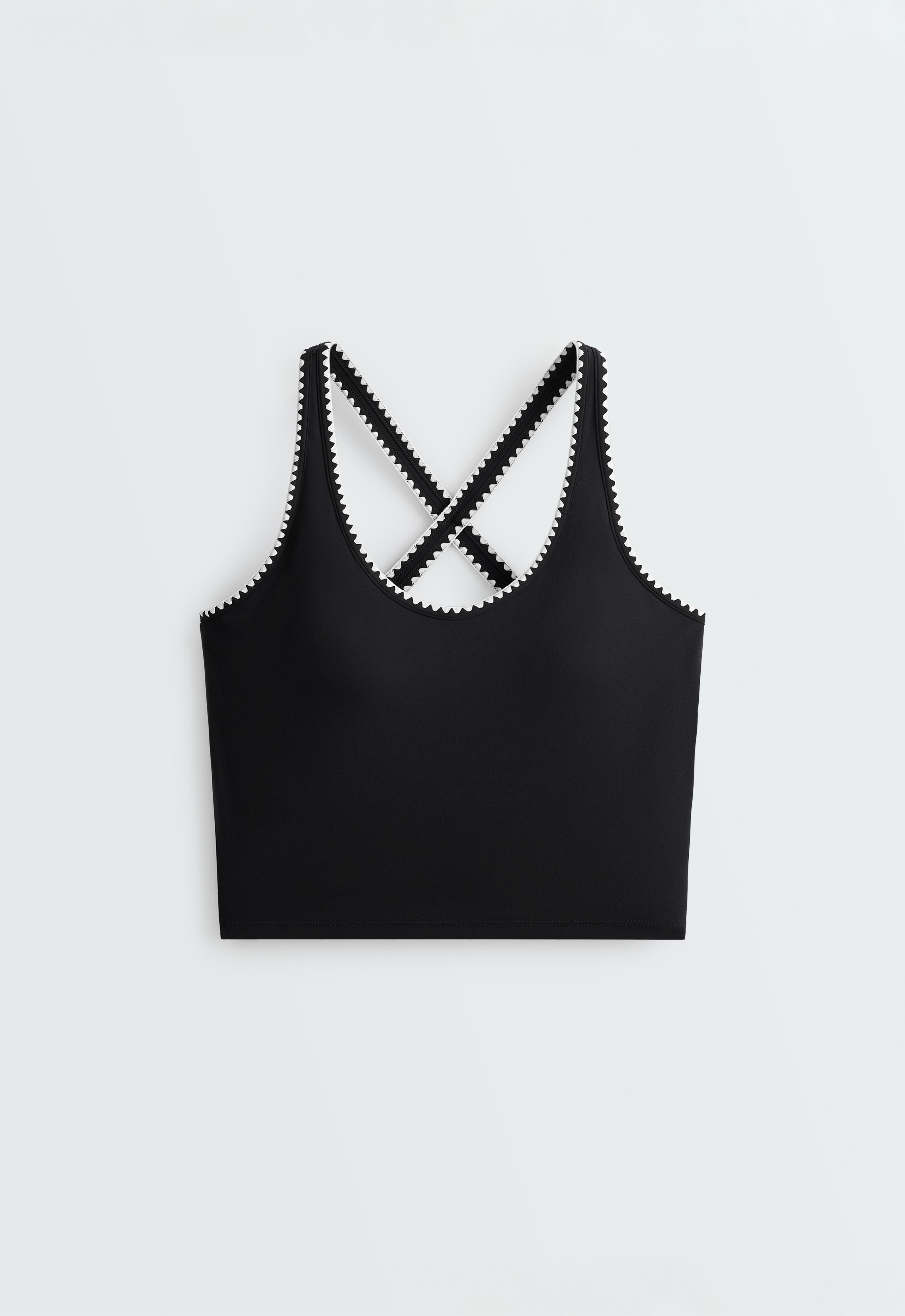 Comfortlux contrast stitch tank top — BLACK