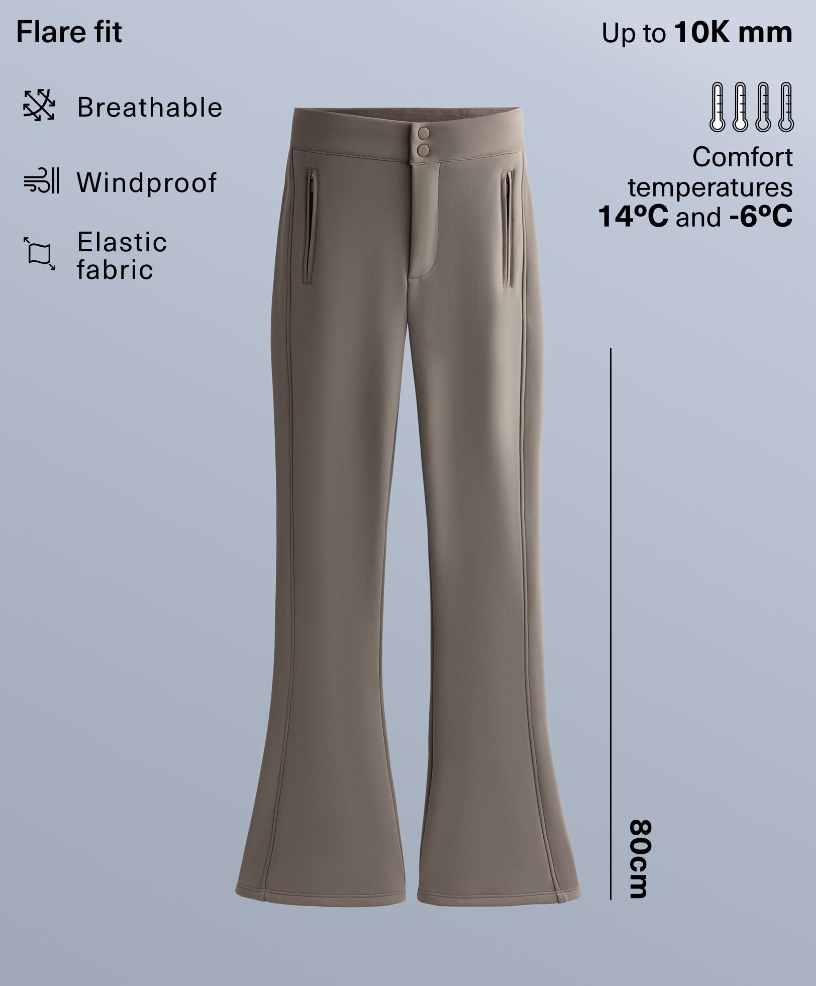 Water-resistant flare stretch SKI trousers — DARK TAUPE