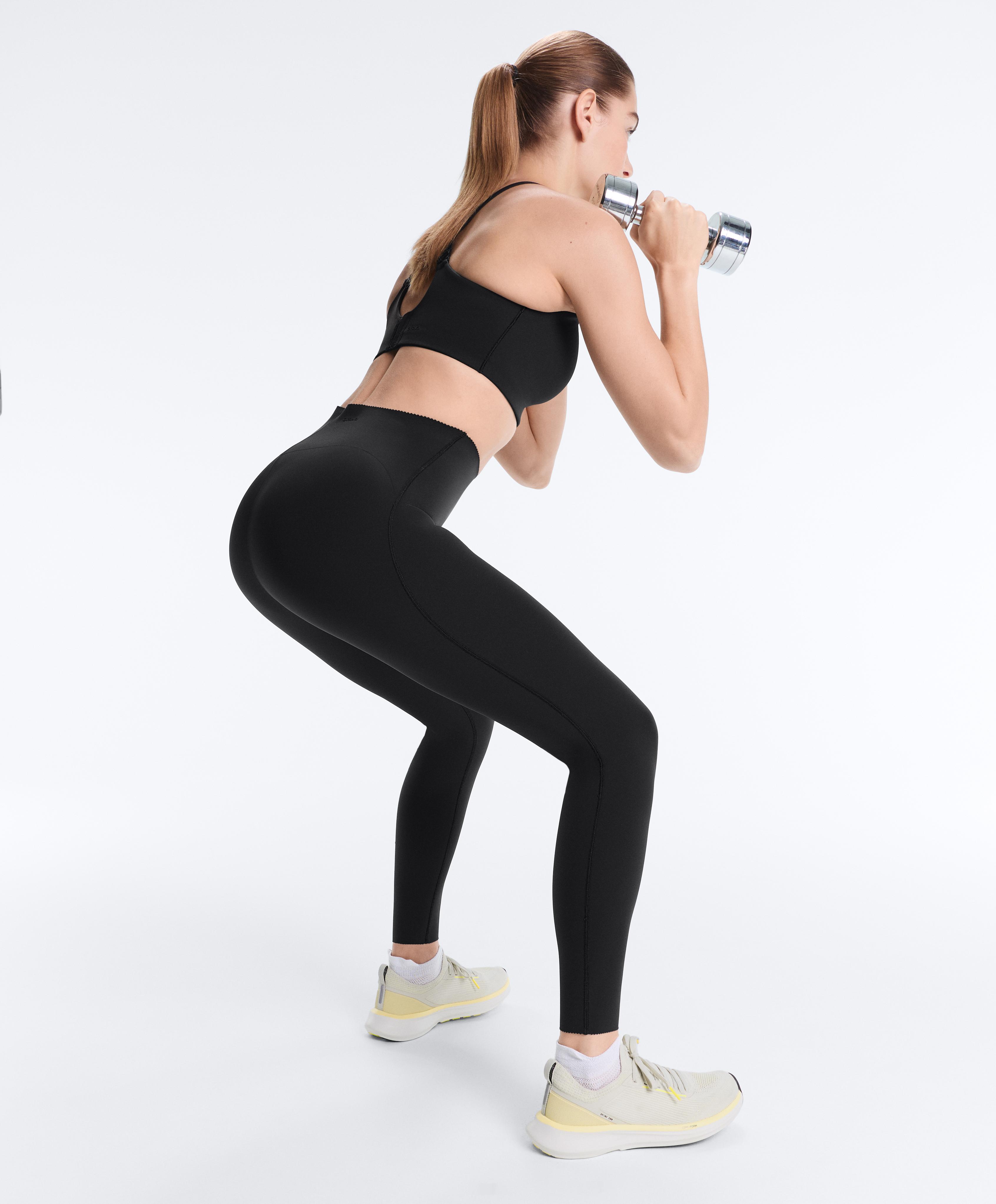 Compressive high-rise core-control ankle-length leggings — BLACK