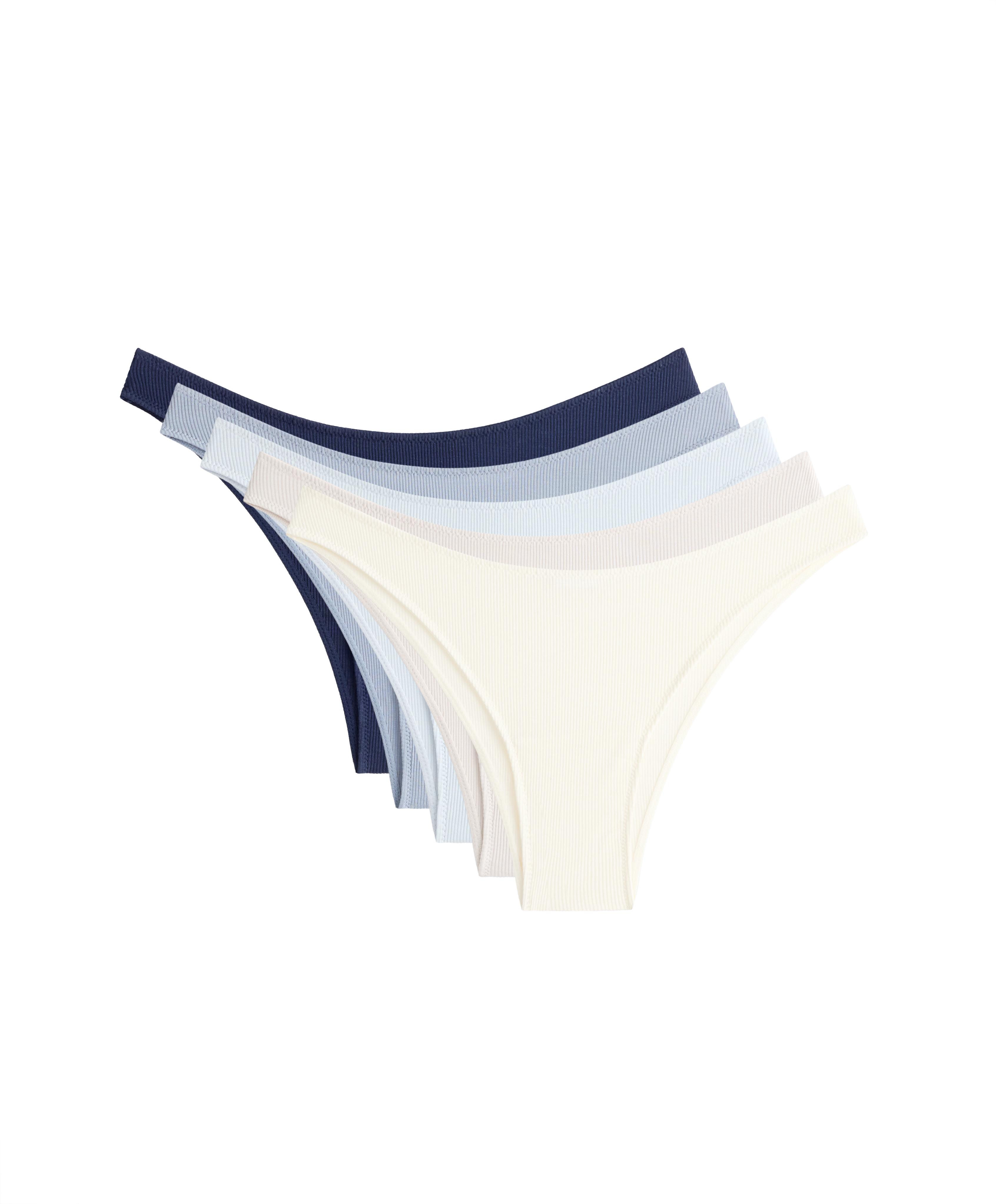 5 cotton rib U-cut Brazilian briefs — GREY-BLUE