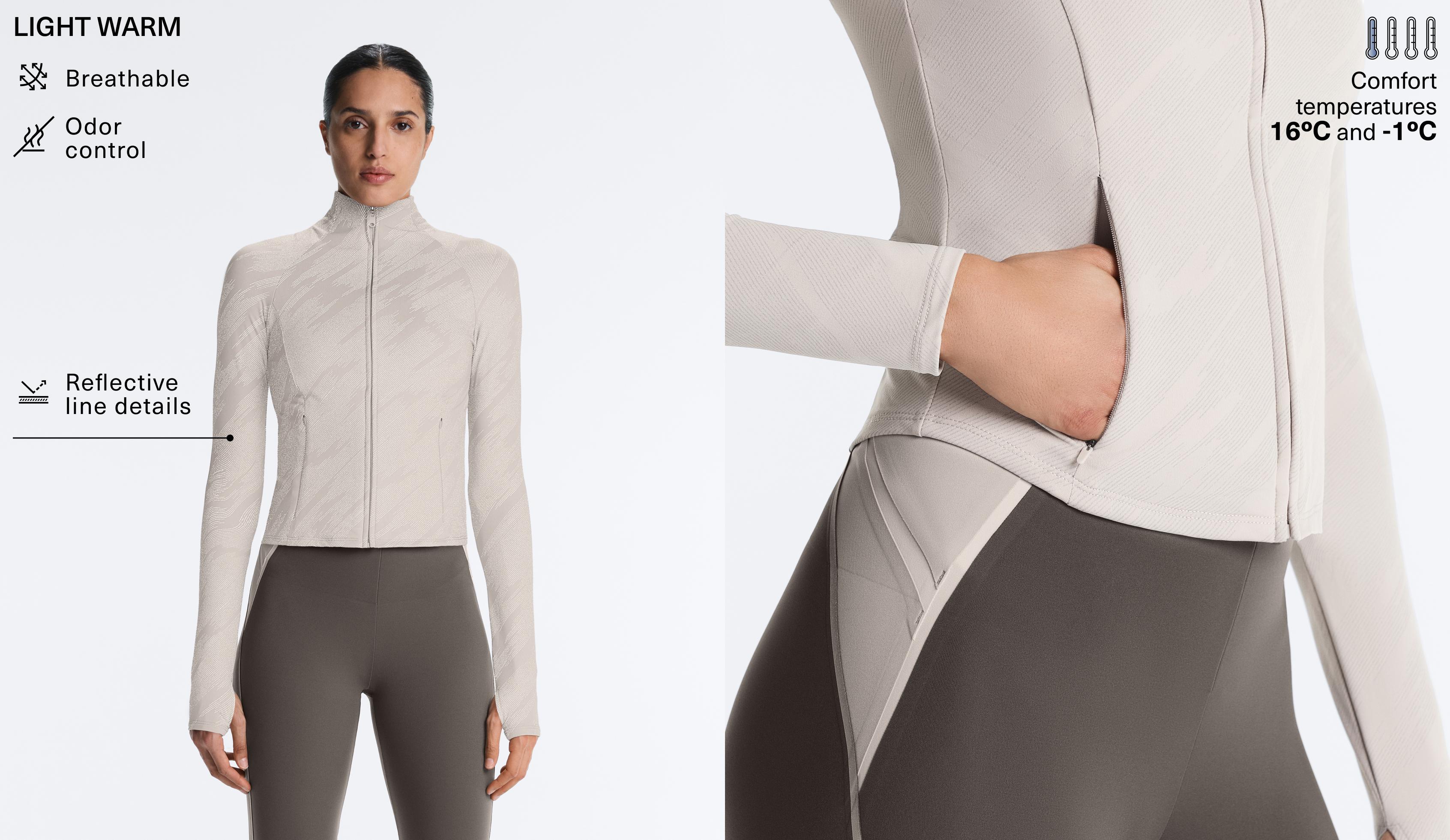 Light warm reflective technical jacket — TAUPE