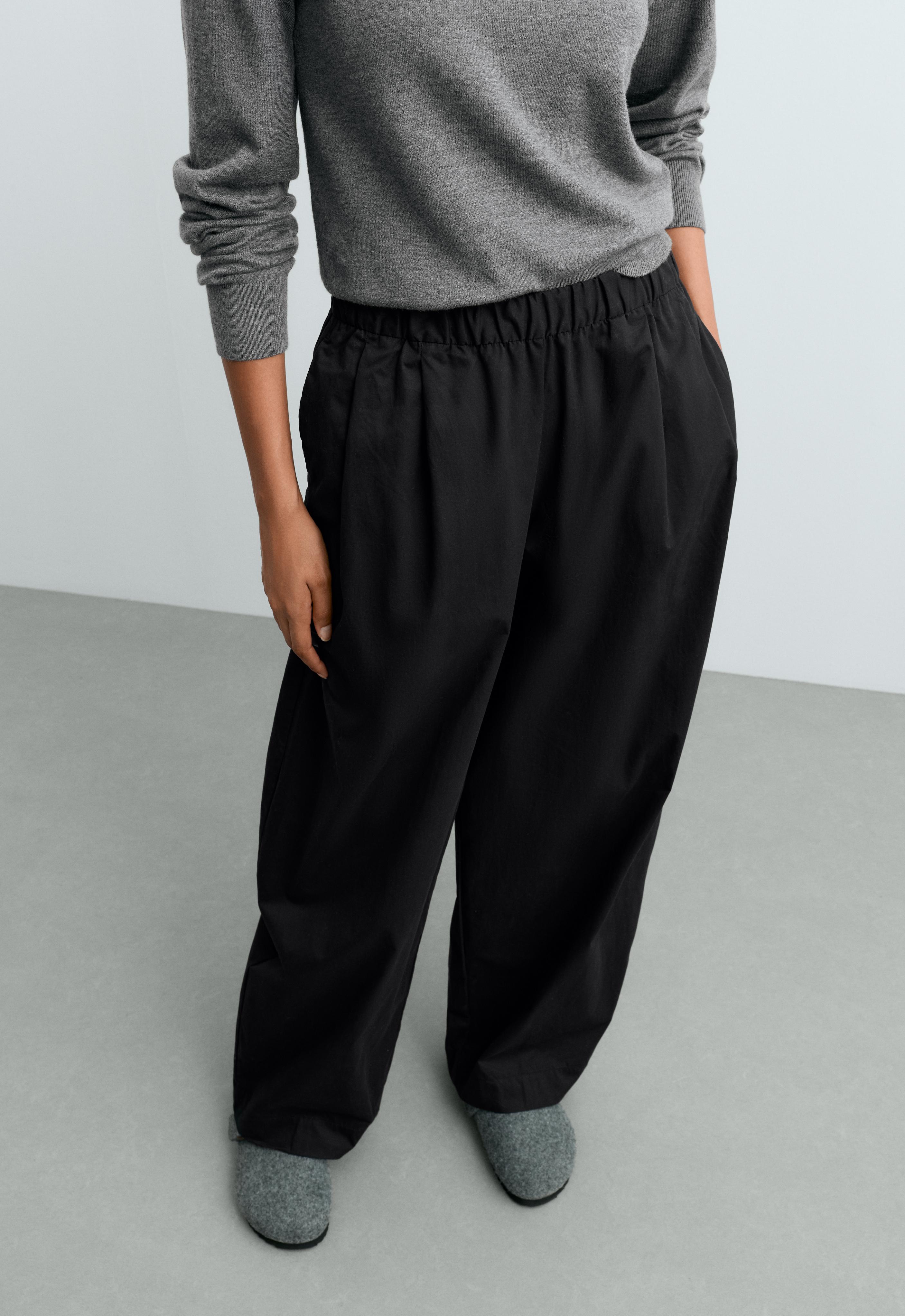 100% cotton tapered trousers — BLACK