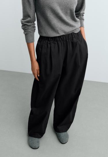100% cotton tapered trousers — BLACK 2