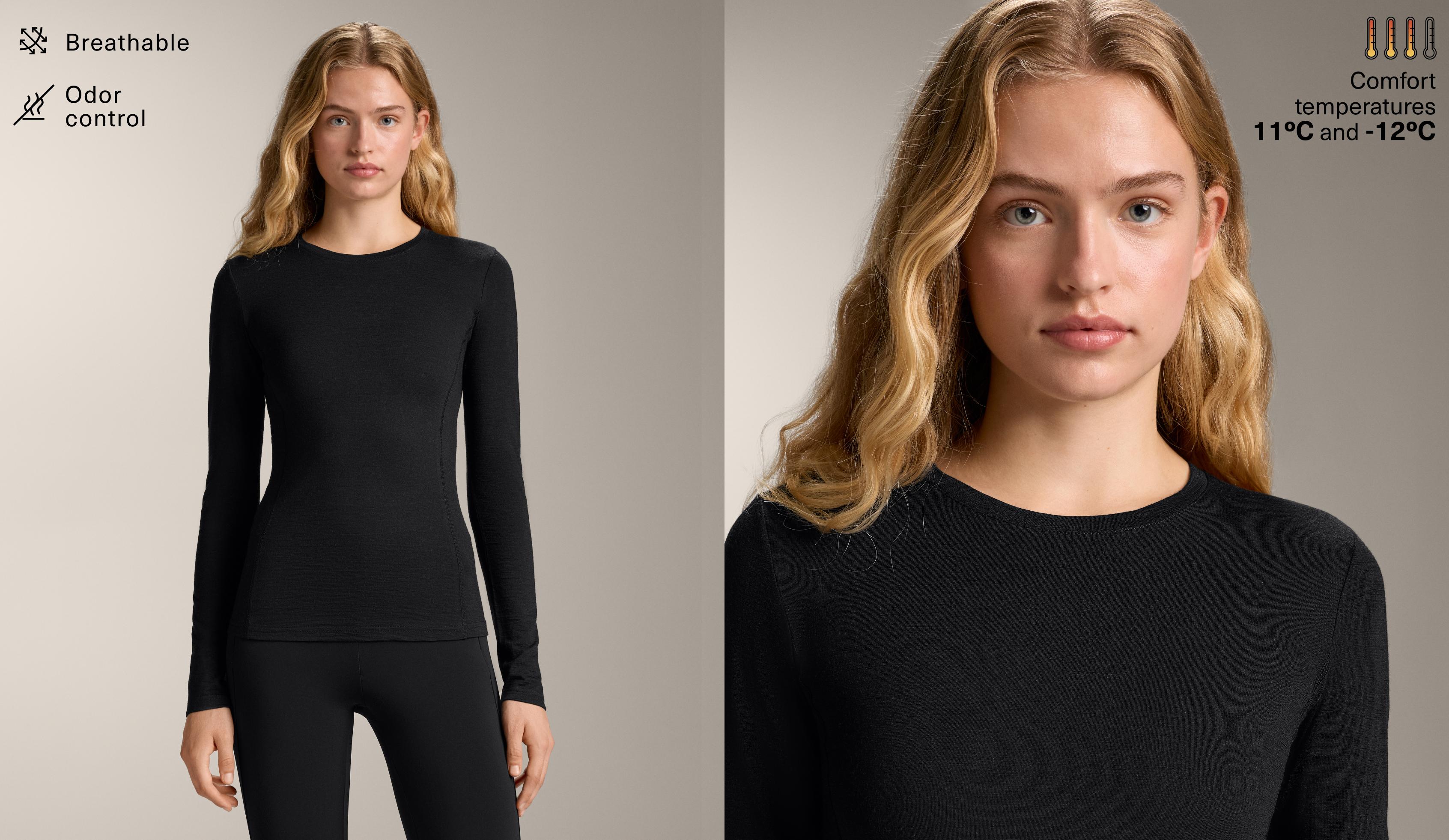 Seamless merino wool base layer T-shirt