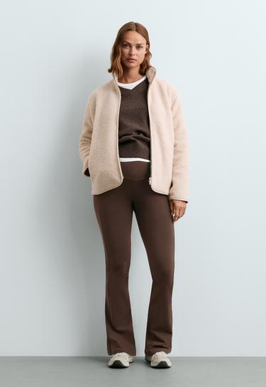 Warm maternity Flare trousers with zips — DARK REDDISH‑BROWN 1