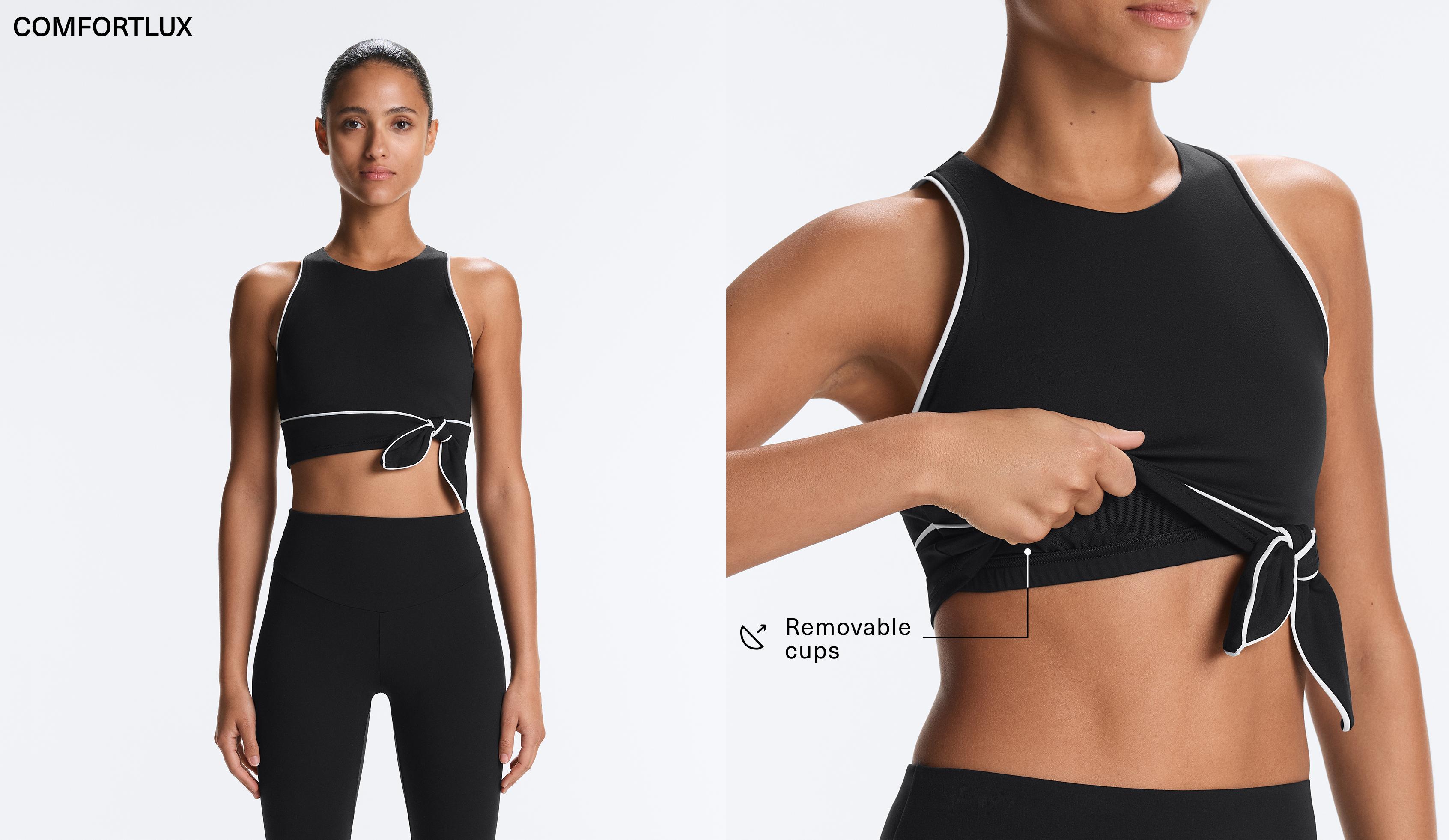 Comfortlux sleeveless tie tank top — BLACK