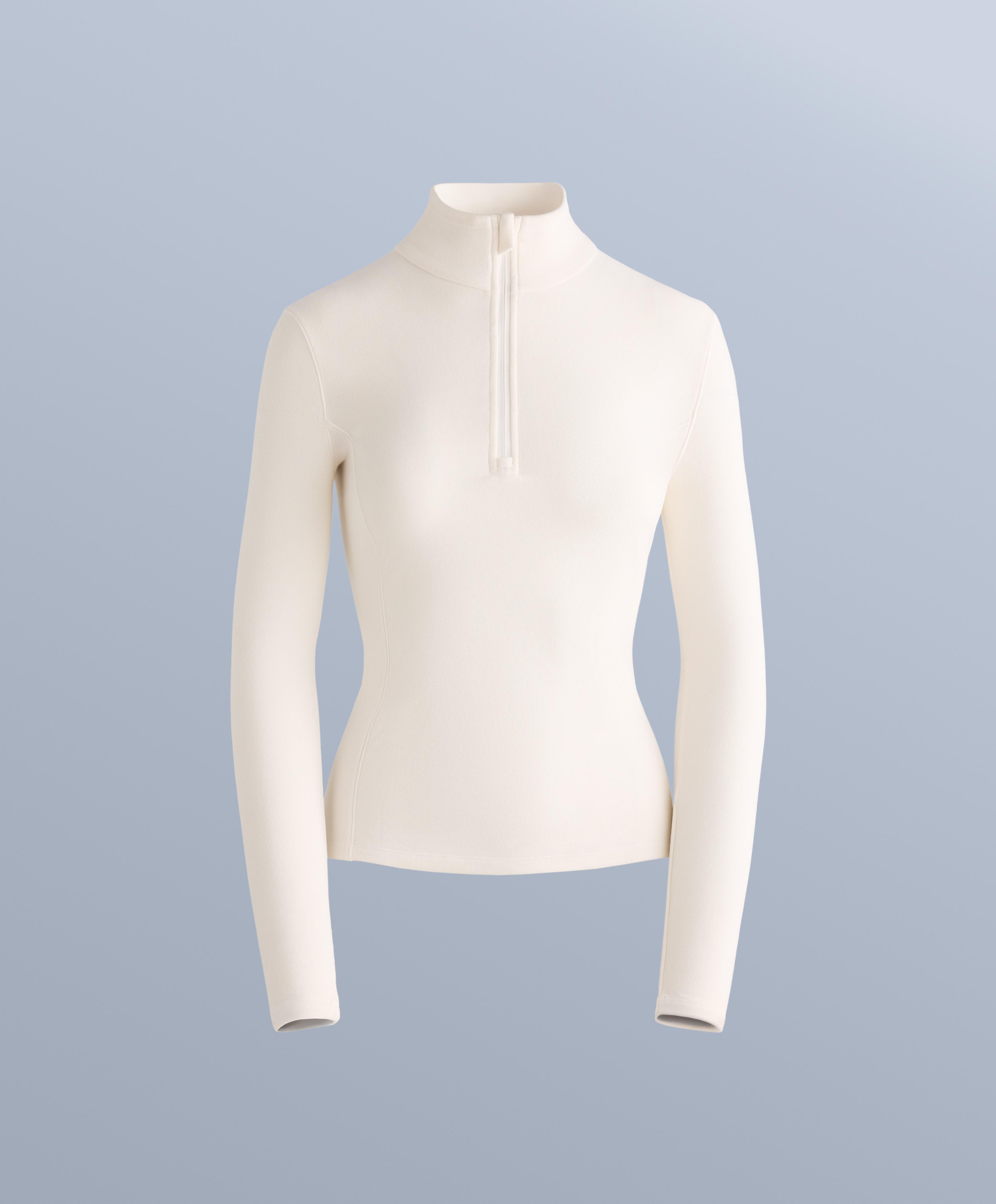 Half-zip polar thermal base layer T-shirt — PALE ECRU