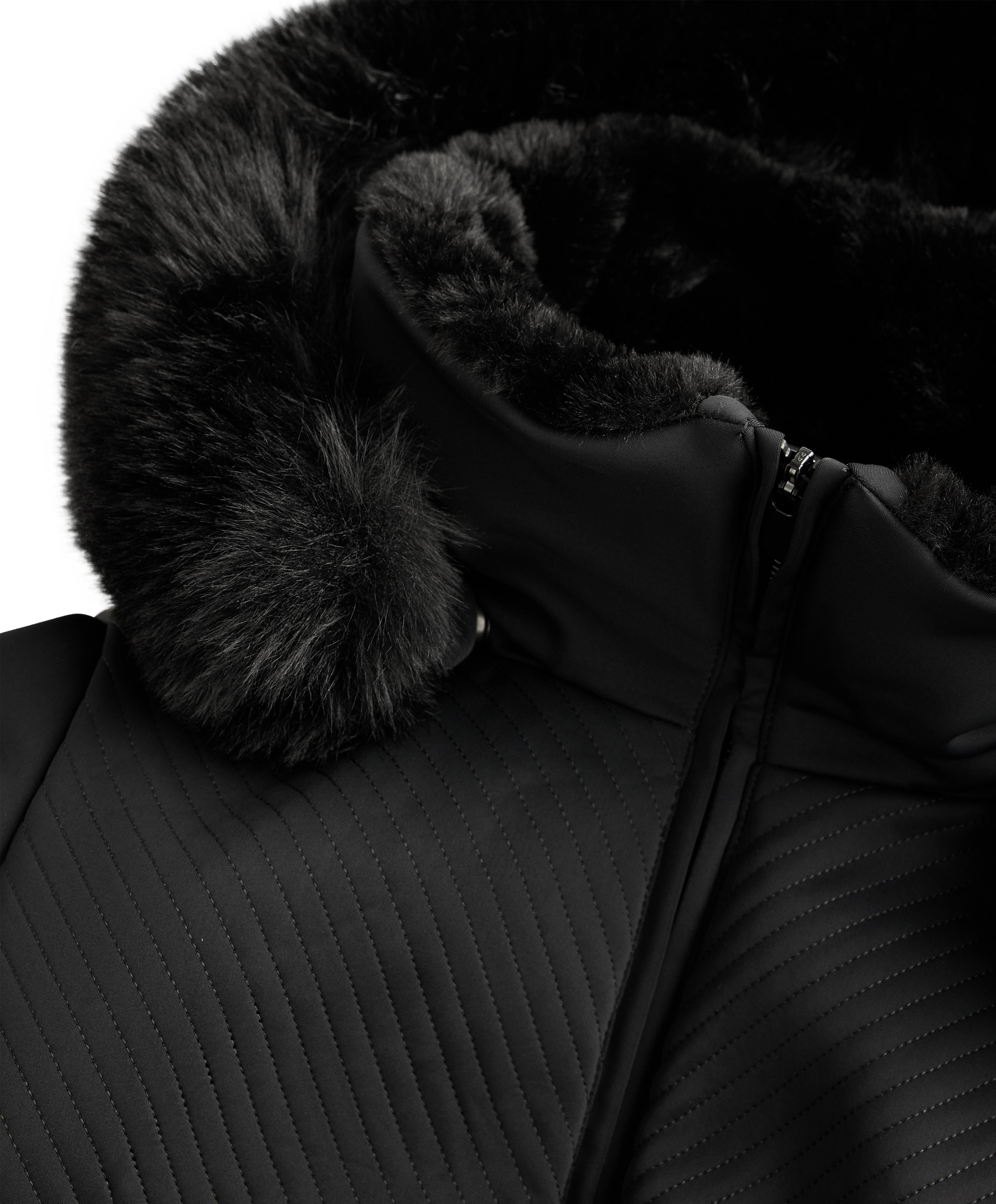 Water-resistant fitted stretch SKI jumpsuit — BLACK