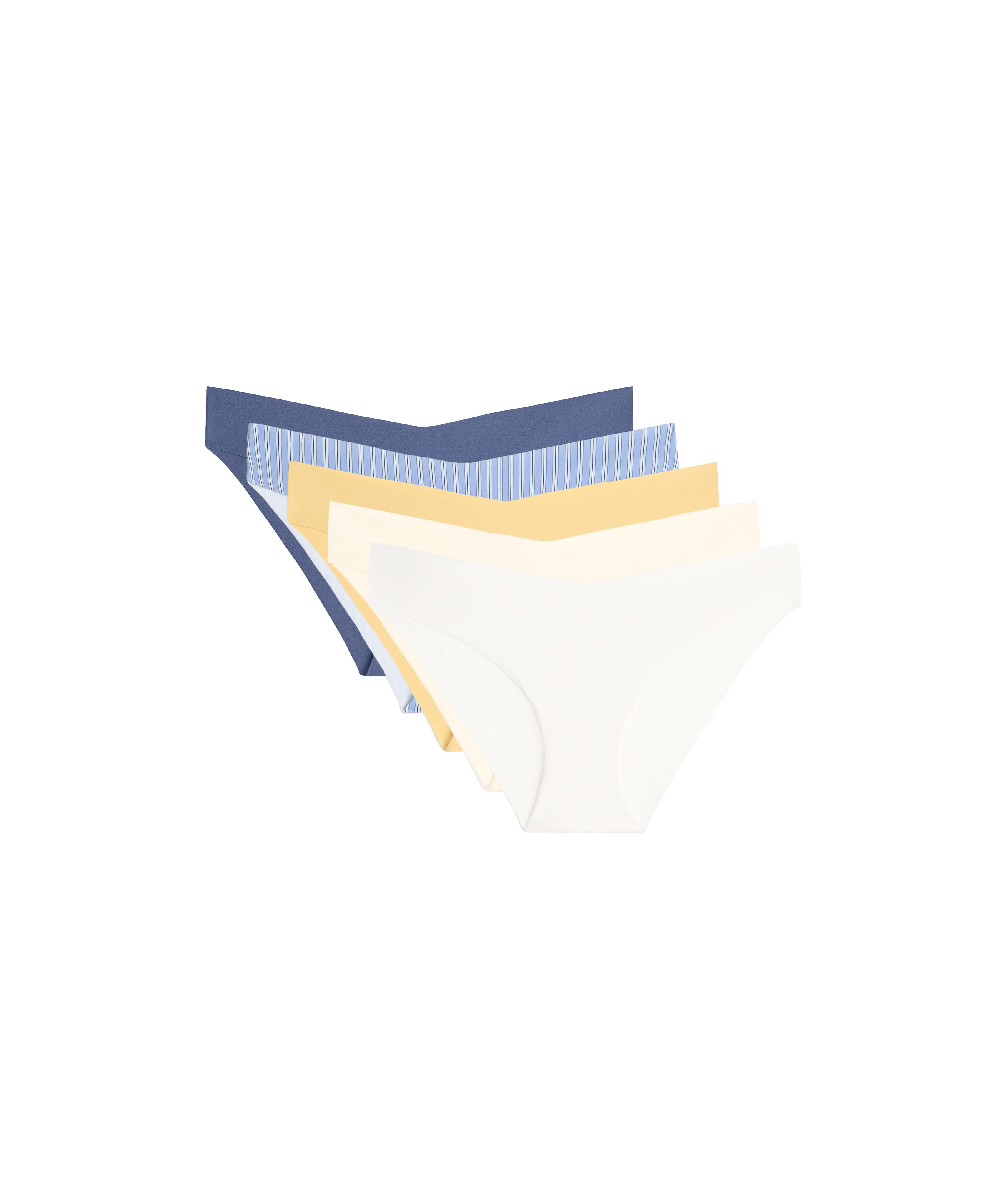 5 laser-cut invisible polyamide blend V-cut bikini briefs — MID-YELLOW