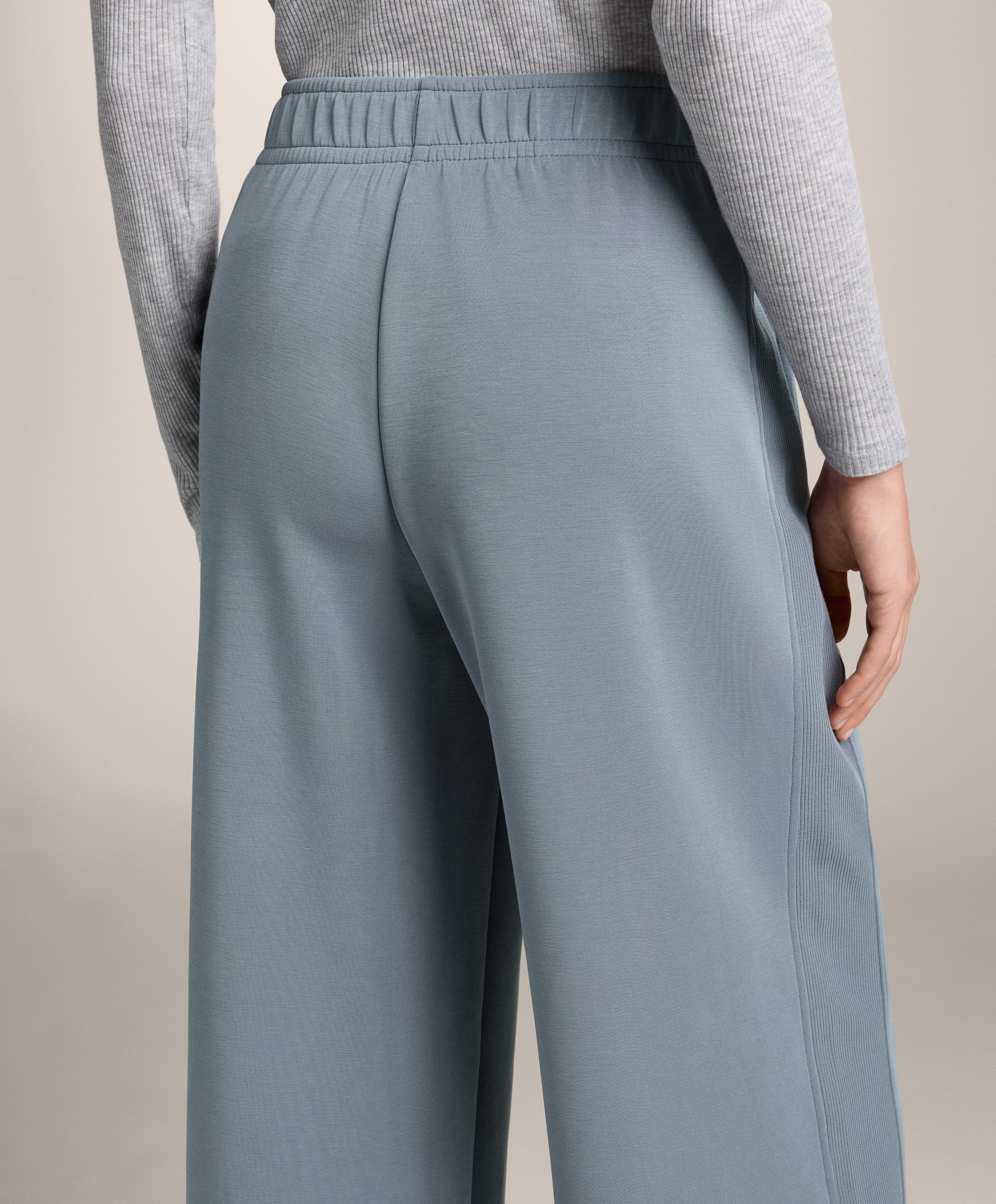 Pantalón recto ancho rib lateral con modal brushed - Rebajas