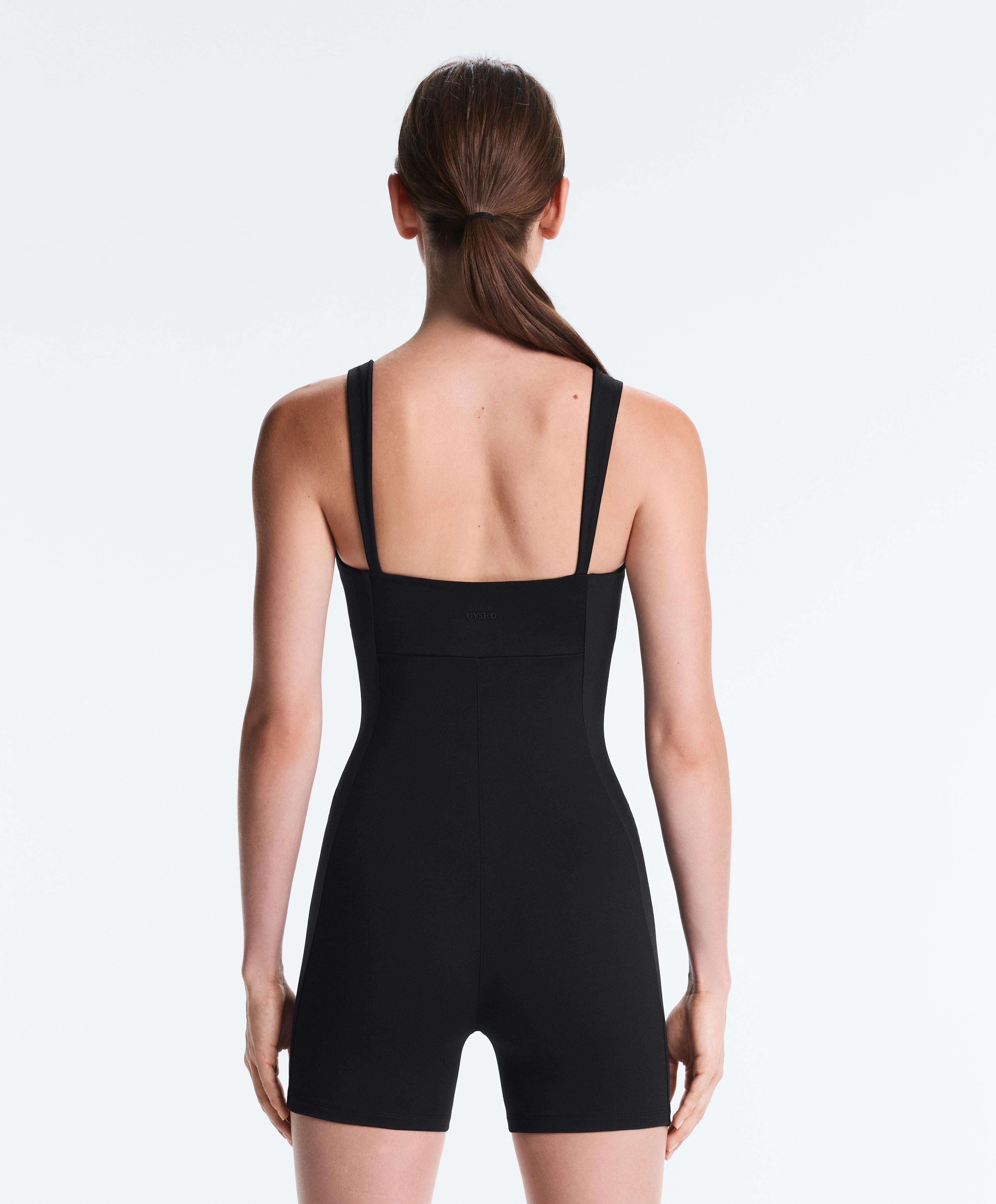 Comfortlux sweetheart neckline short jumpsuit — BLACK