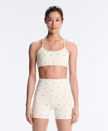 Evermove low-support floral sports bra — PALE ECRU 4