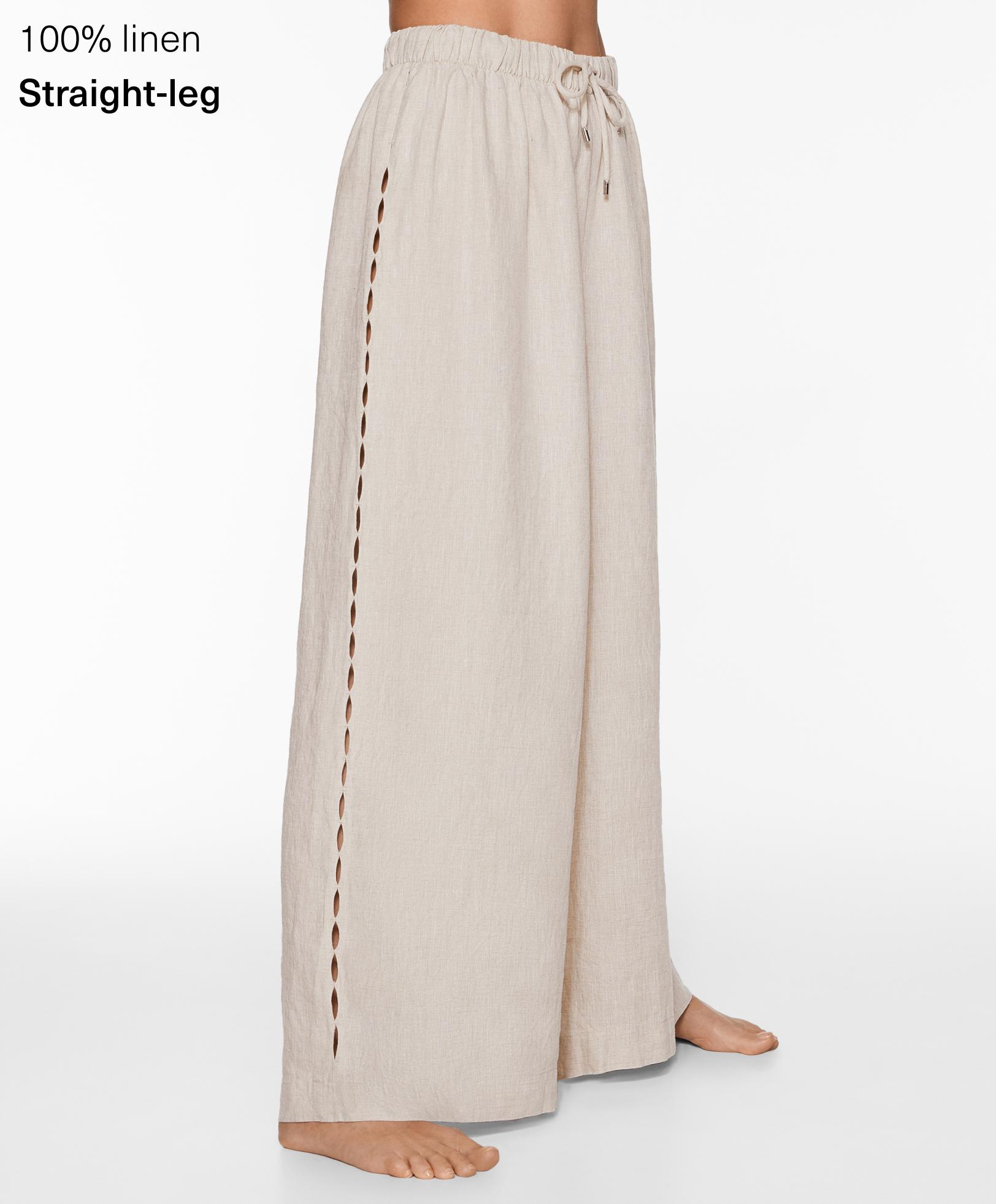 Straight cut 100% linen trousers