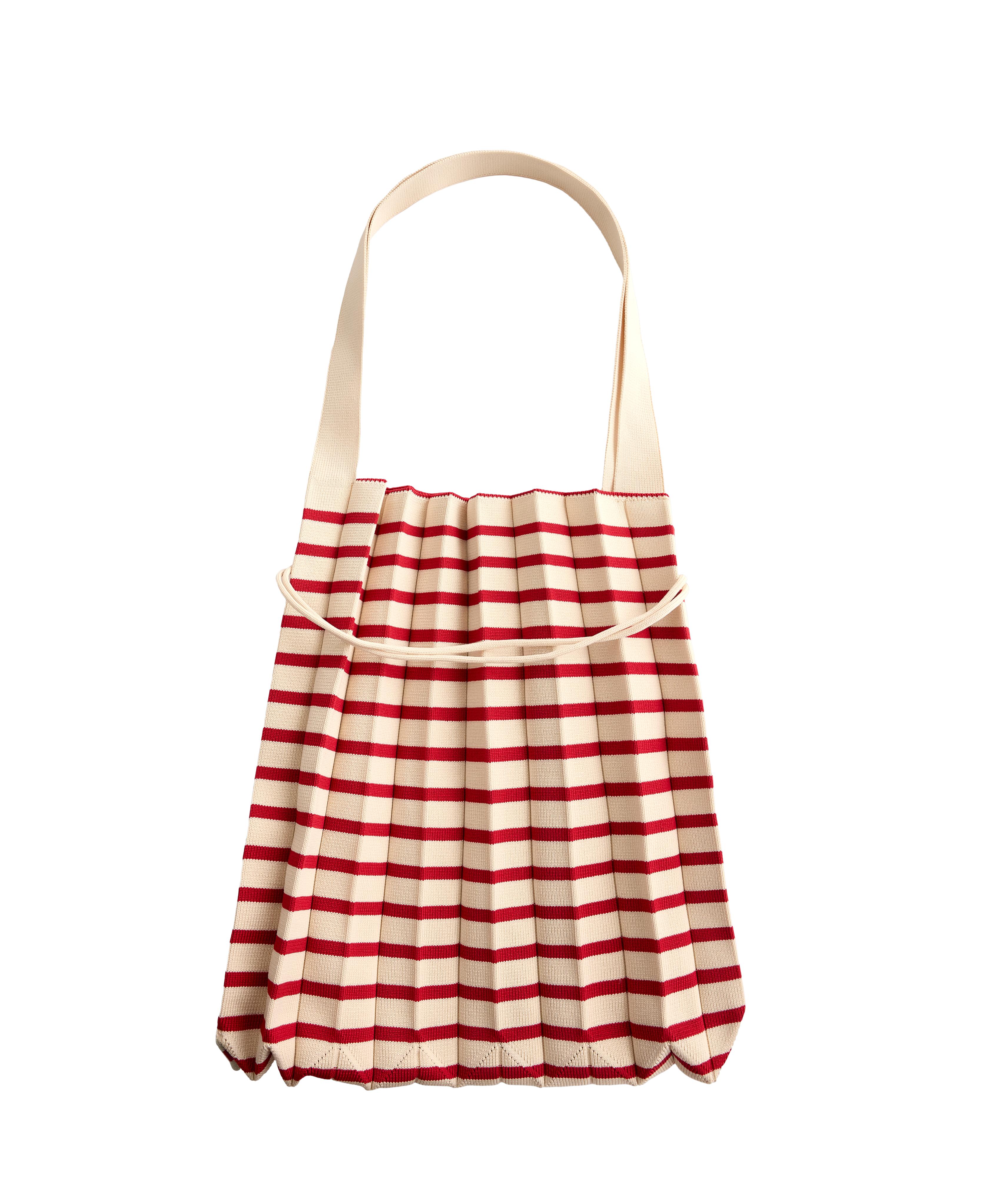 Pleated knit shoulder bag — RED