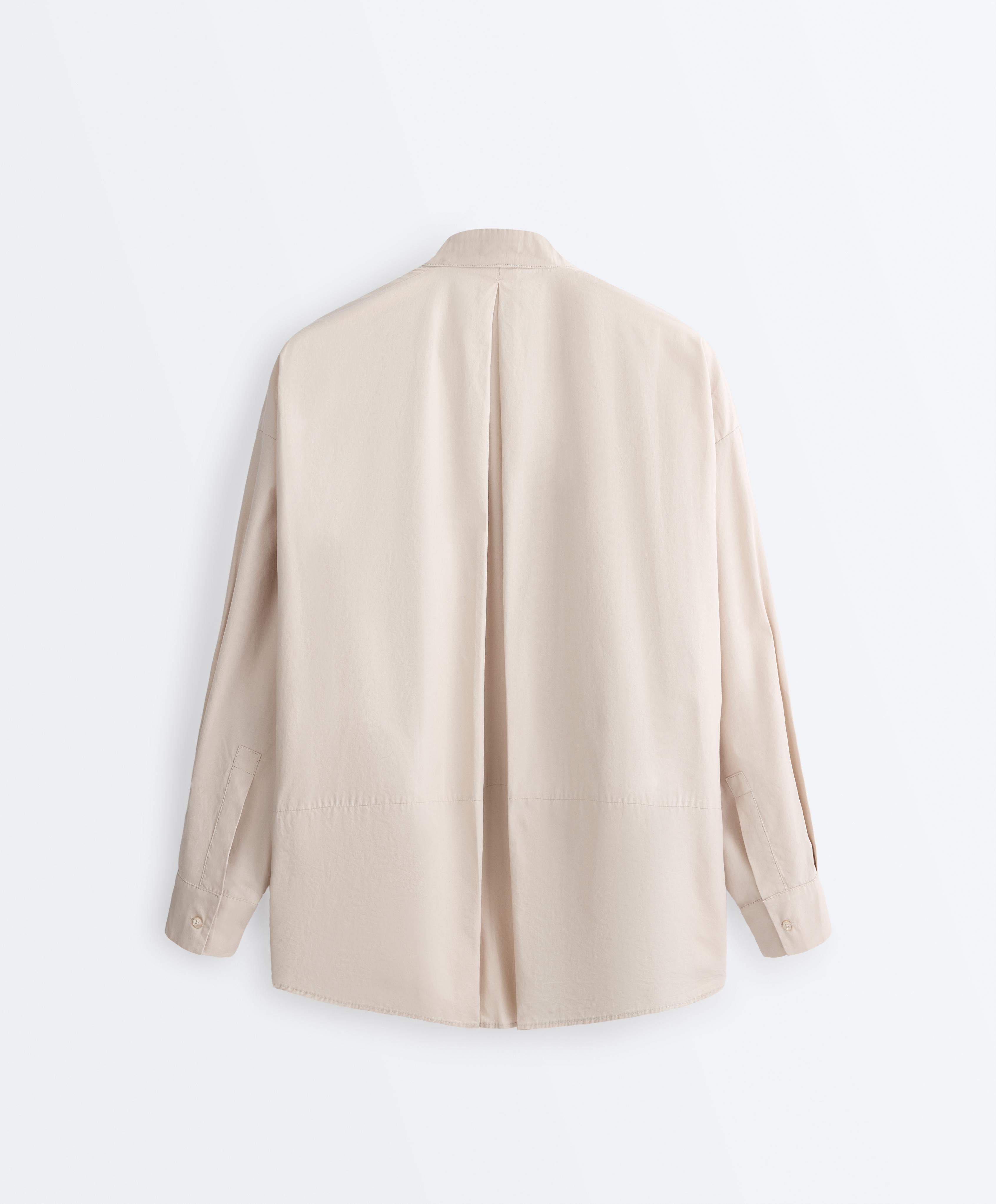 100% cotton stand-up collar shirt — PALE MINK
