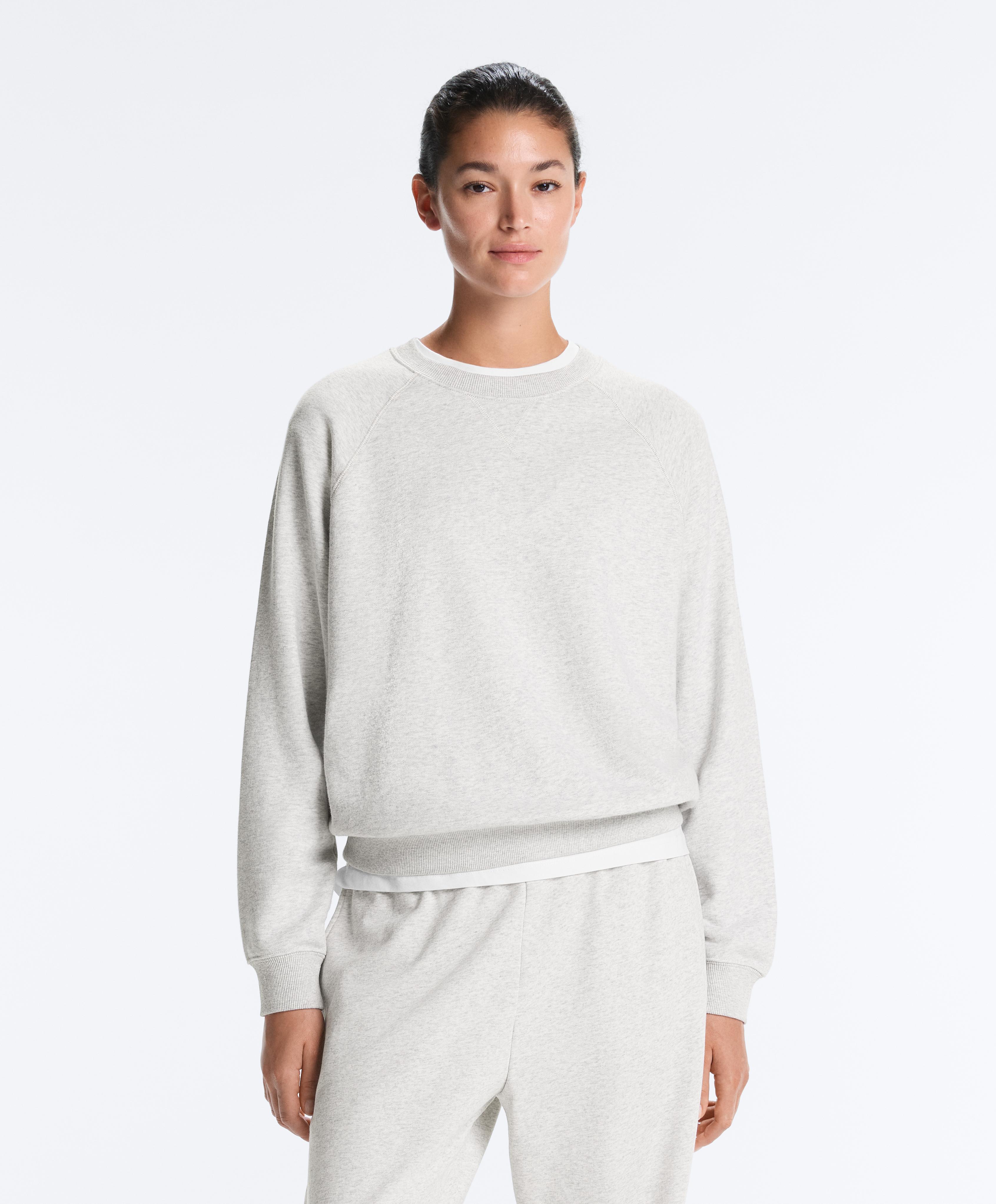 Cotton-blend marl fleece sweatshirt — PALE GREY MELANGE