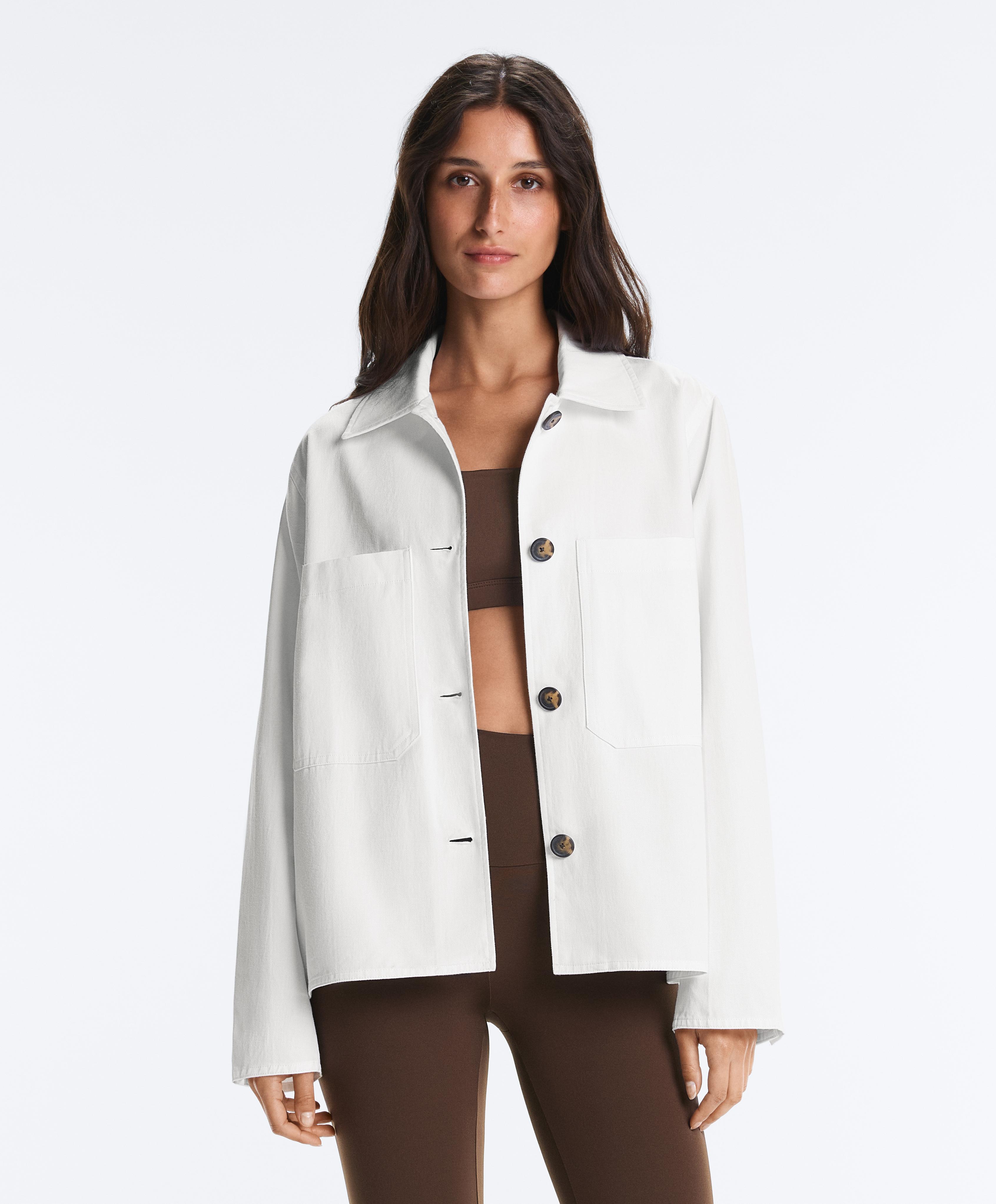Cotton blend pocket jacket — WHITE