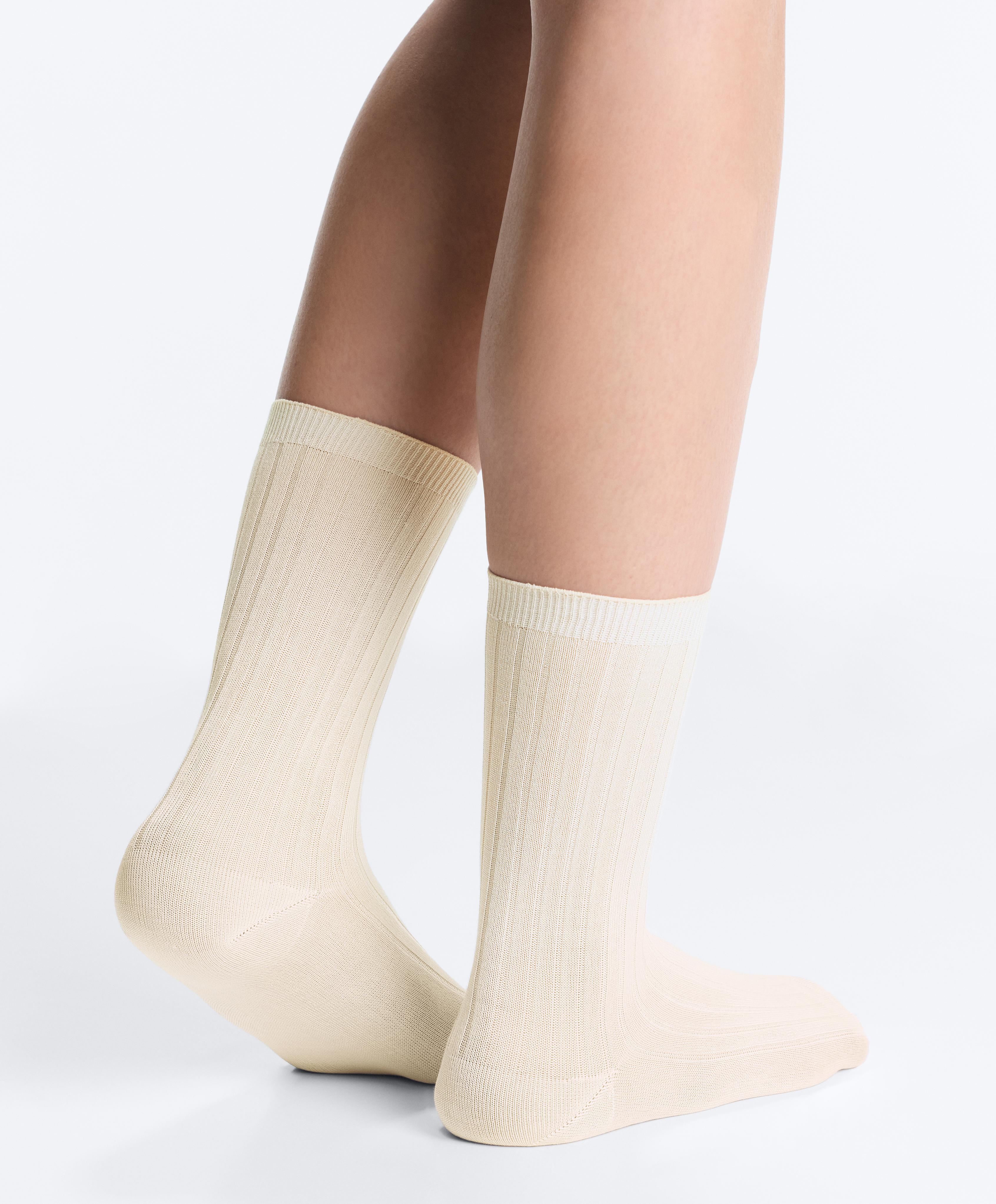 Classic Rib silk blend sock — ECRU
