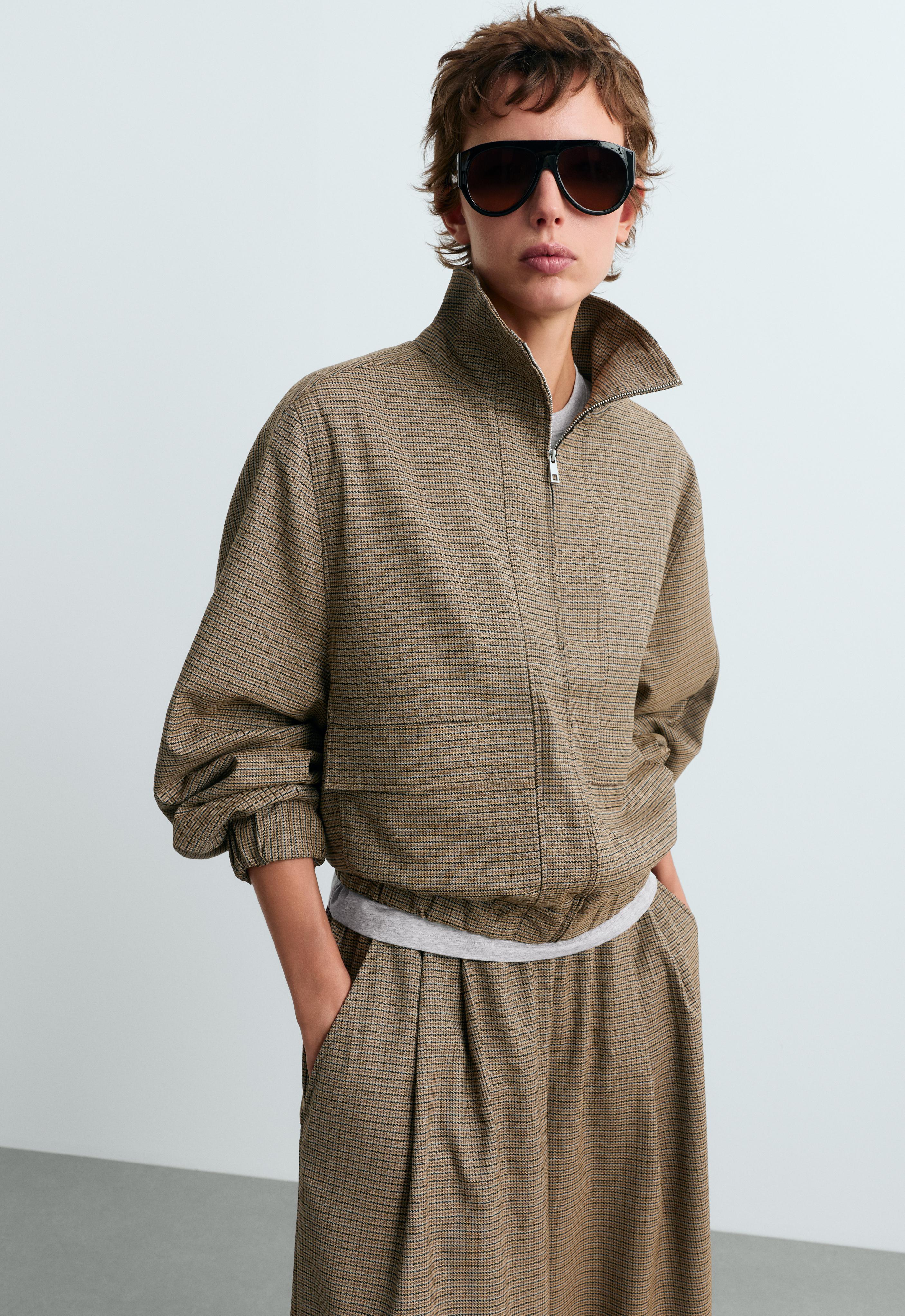 Houndstooth high-neck jacket Houndstooth high-neck jacket