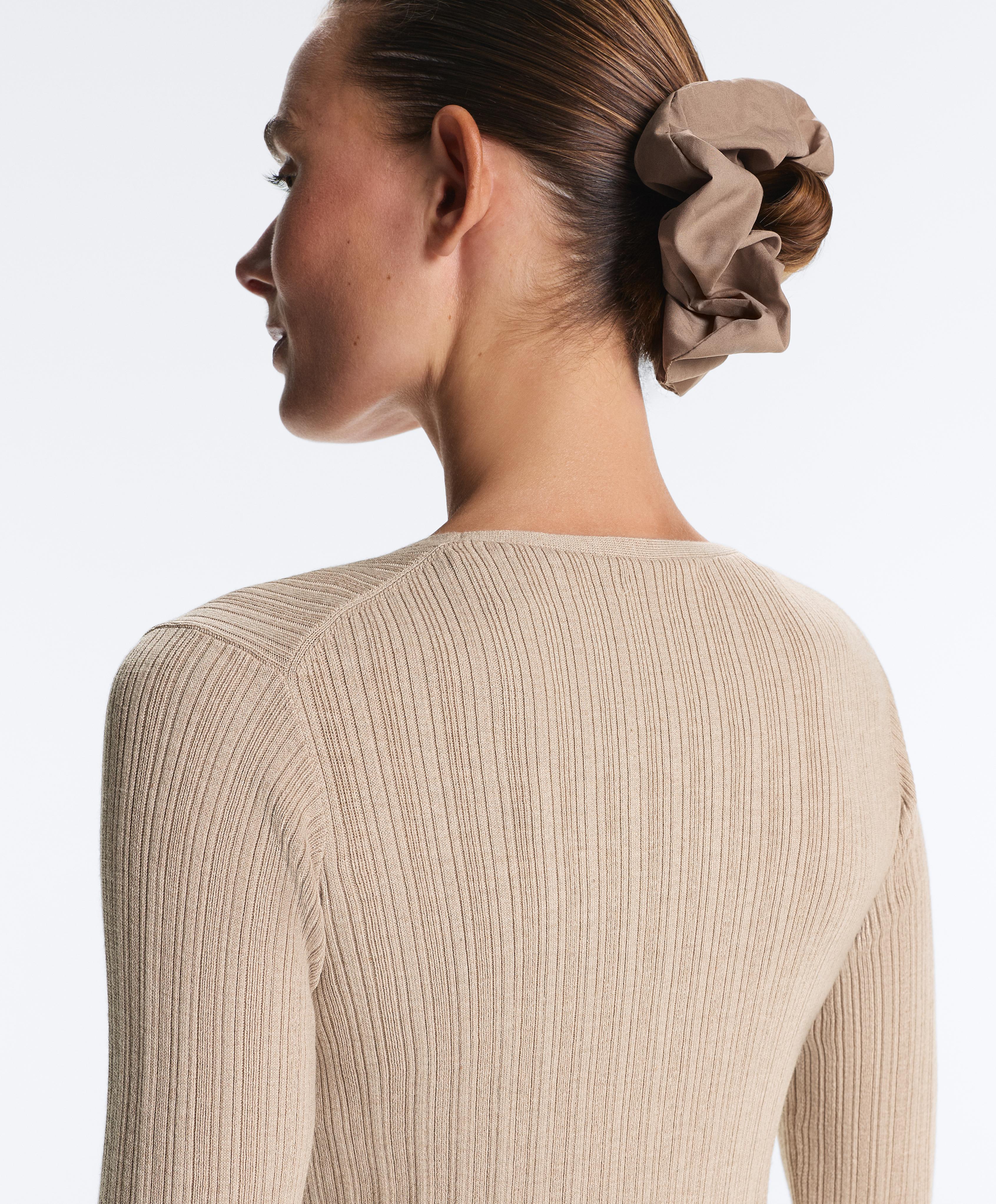 Front tie knit rib cardigan — SANDY
