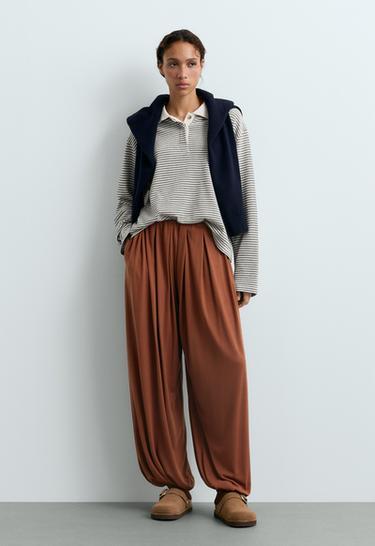Modal blend Balloon trousers — TERRACOTTA 1