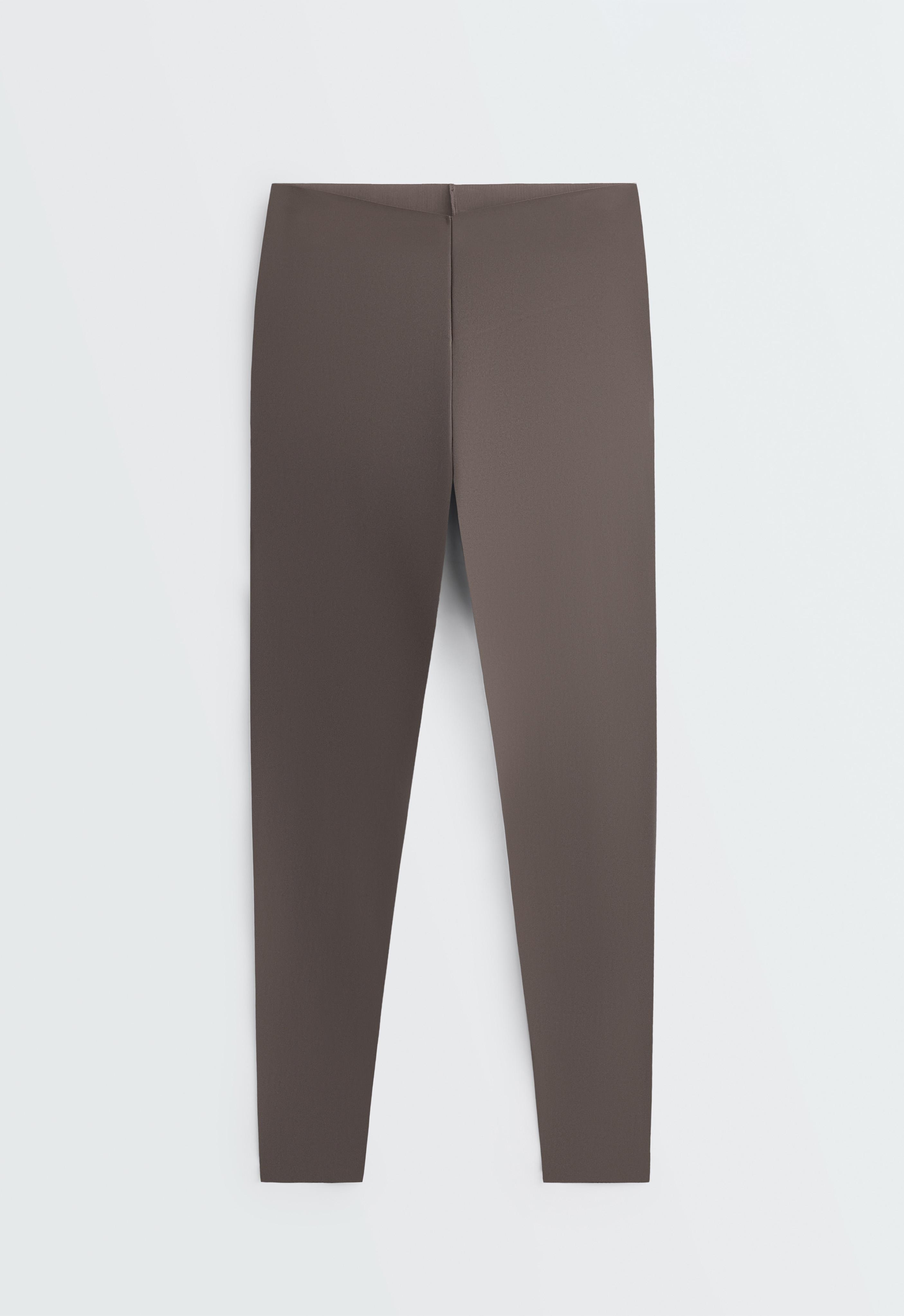 V-cut Light Touch 65cm high-rise ankle-length leggings — BROWN-KHAKI