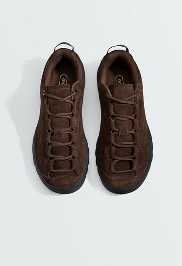 Split-leather trainers — BROWN 3